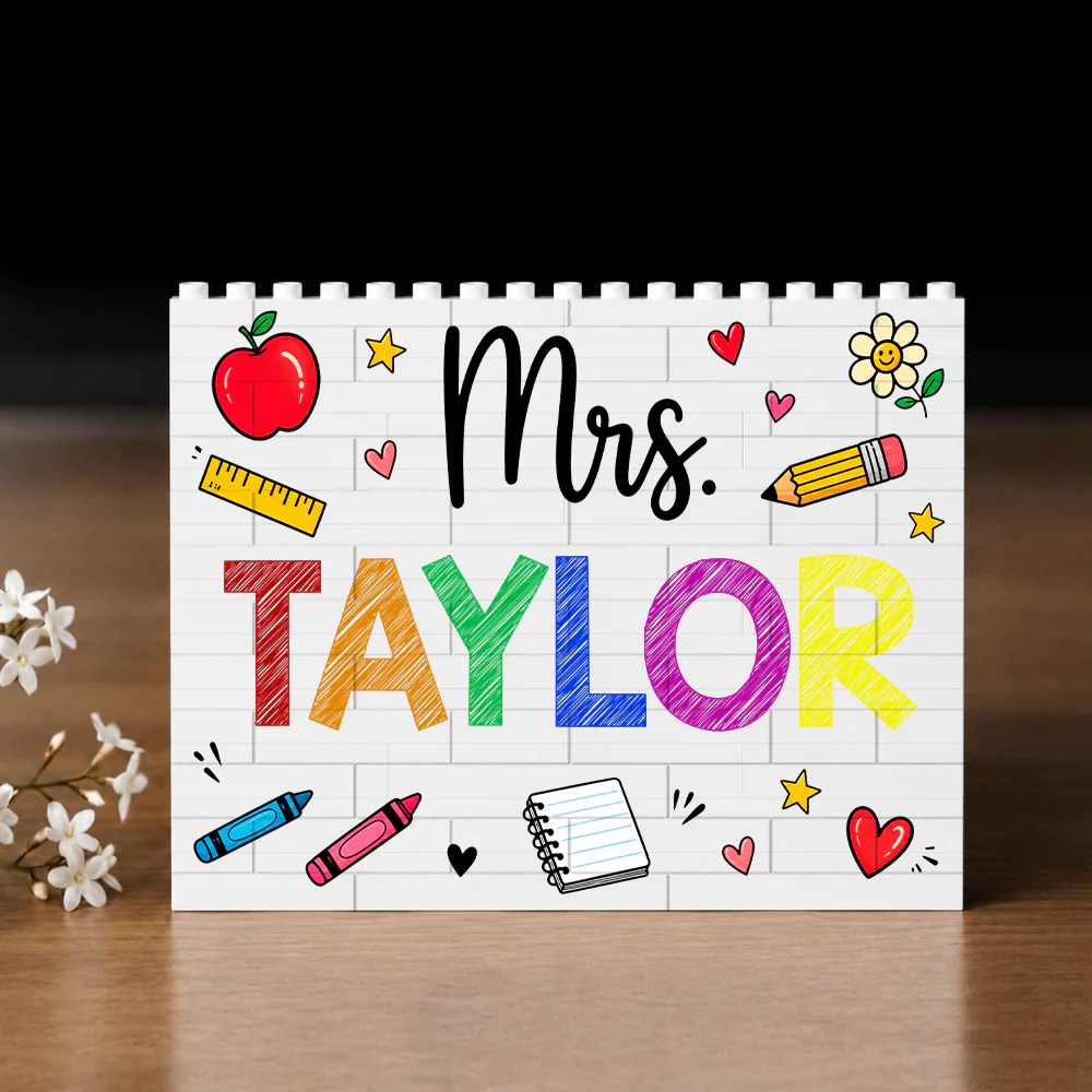Custom Teacher Name Building Block Plaque Back to School Classroom Decor TH10 170281 - Image 2