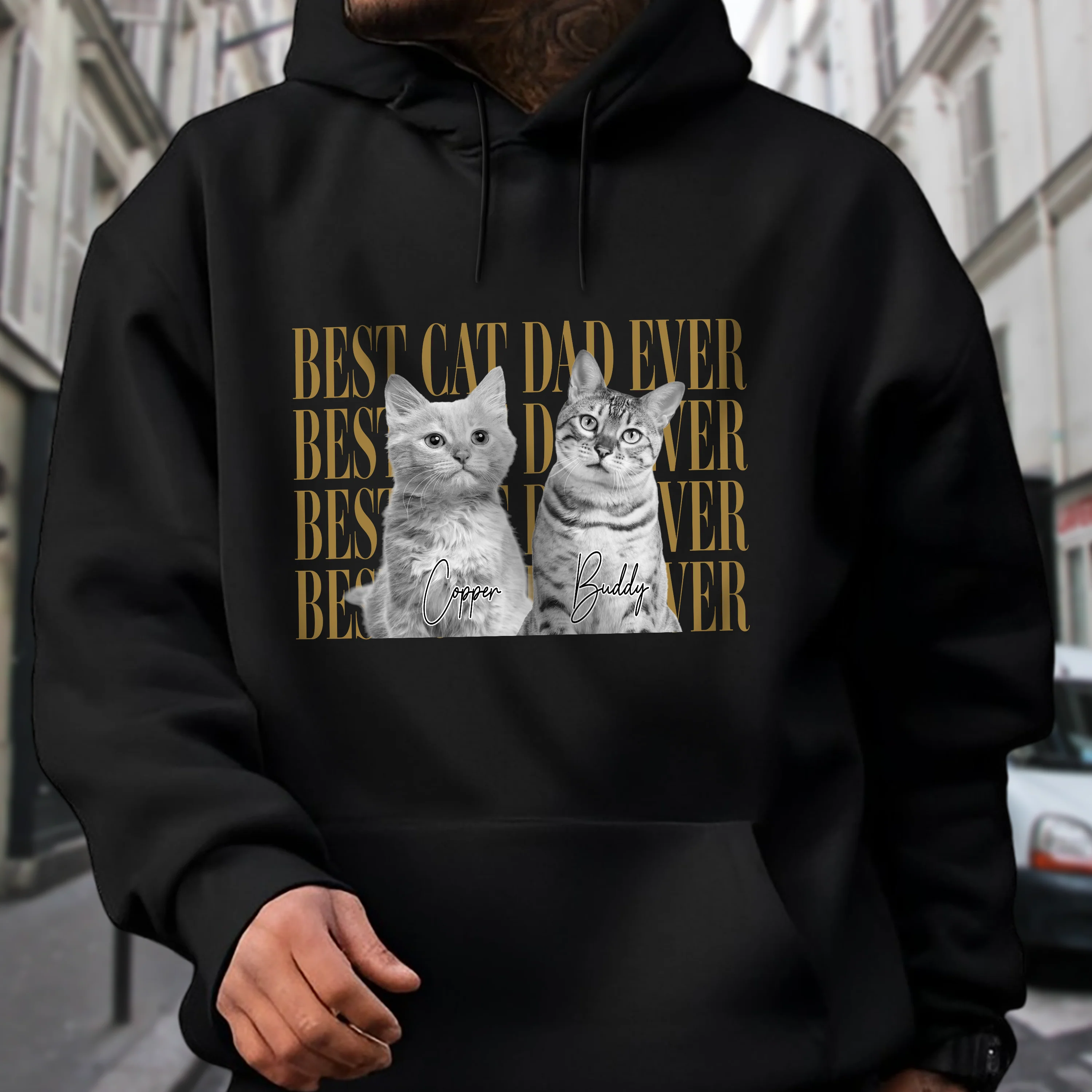 Custom Vintage Photo Best Dog Dad Ever, Best Cat Dad Ever Dark Shirt CH07 911536 - Image 3