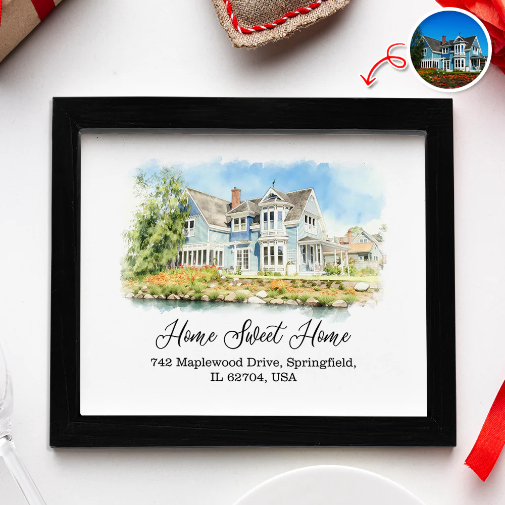 Custom Watercolor Photo Home Sweet Home Picture Frame LM32 899477 - Image 2