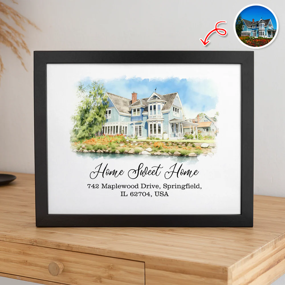 Custom Watercolor Photo Home Sweet Home Picture Frame LM32 899477 - Image 8
