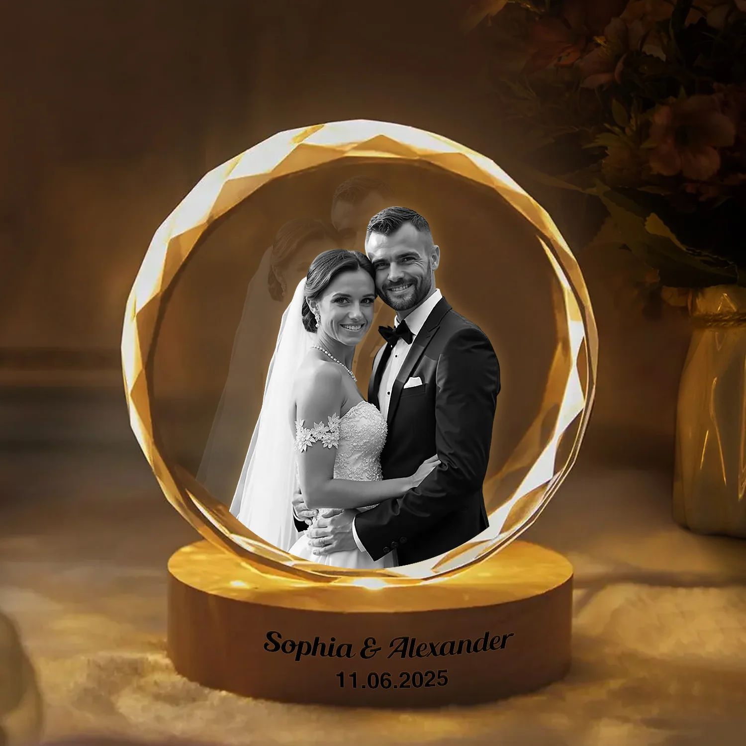 Custom Wedding Photo Engraved Crystal Photo With Light CH07 910034 - Image 8