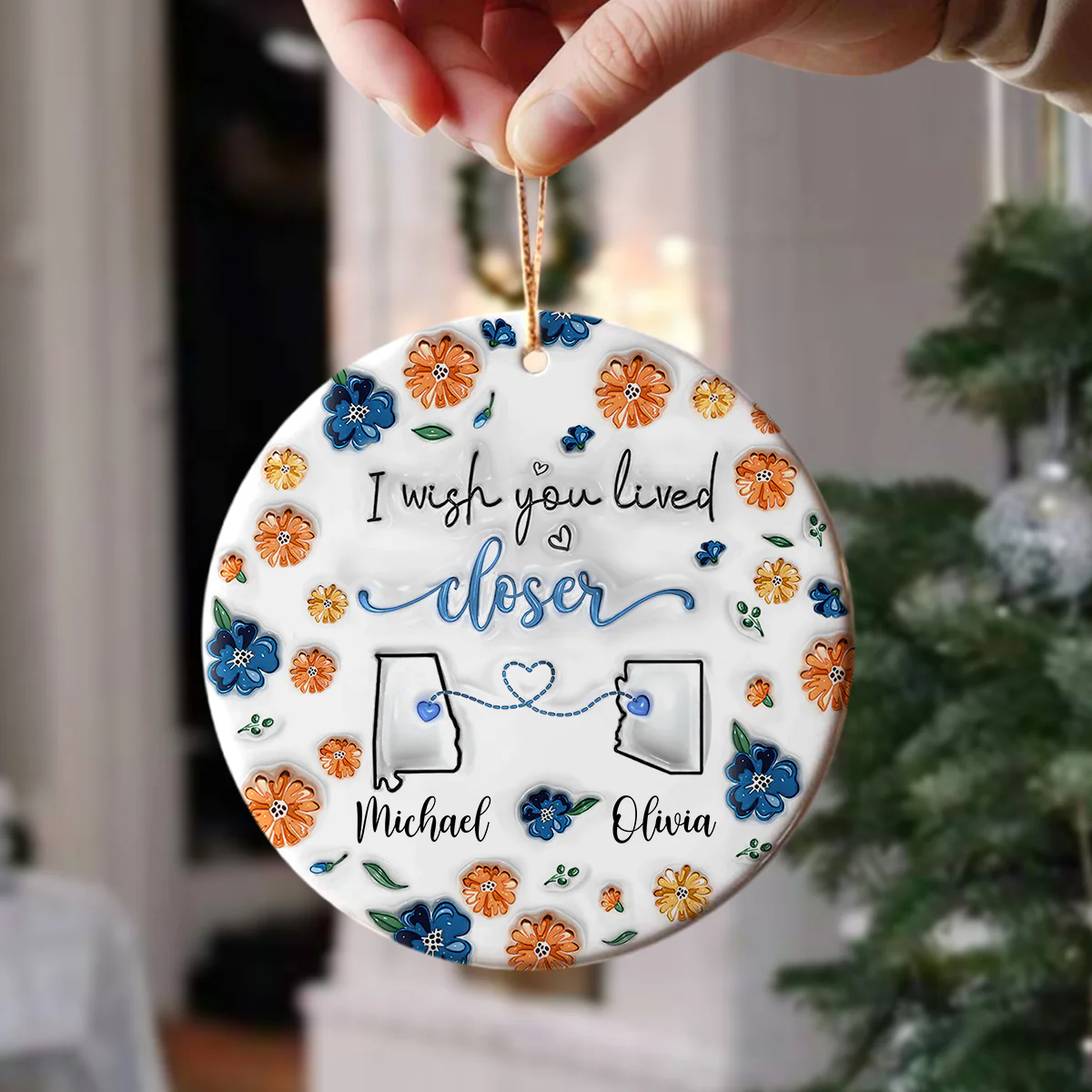 Distance Means So Little When Someone Means So Much - Personalized 3D Effect Ceramic Ornament LM32 895355 - Image 2