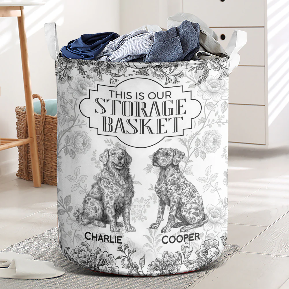 Personalized Dog Custom Breeds Floral Toile De Jouy French Laundry Basket LM32 893761 - Image 4