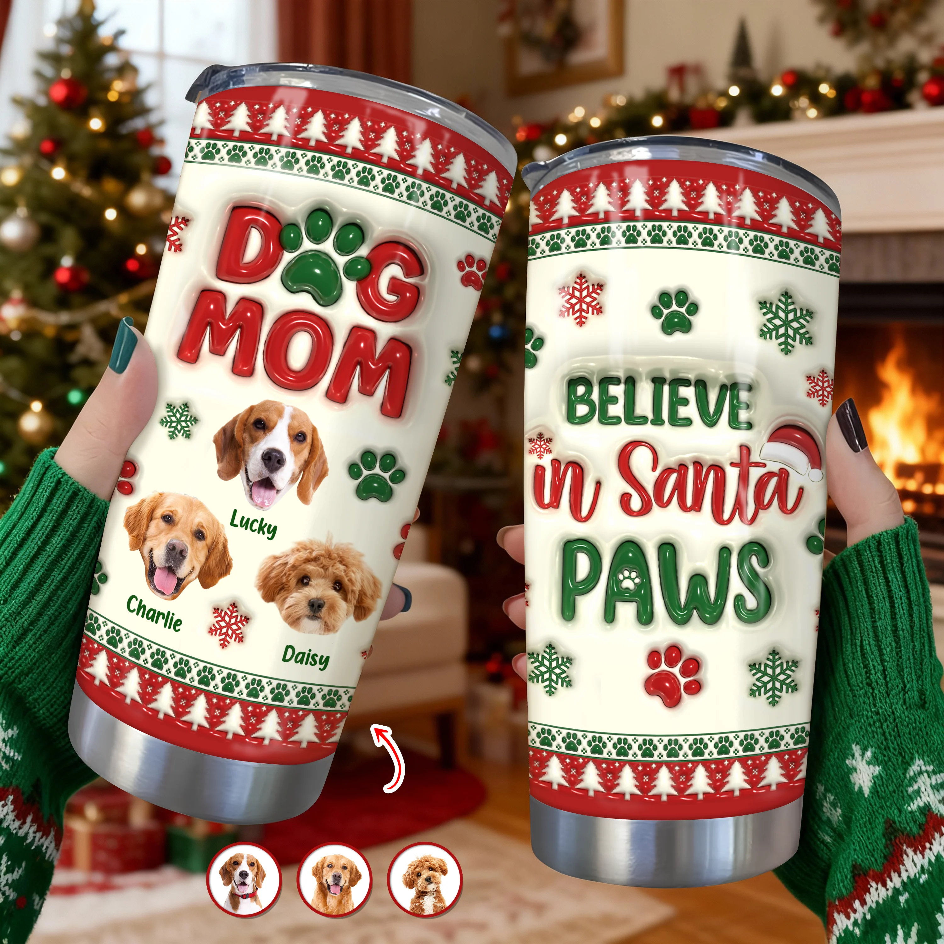 Dog Mom Christmas – Personalized 3D Inflated Effect Tumbler Gifts For Dog Lovers CH07 896890 - Image 12