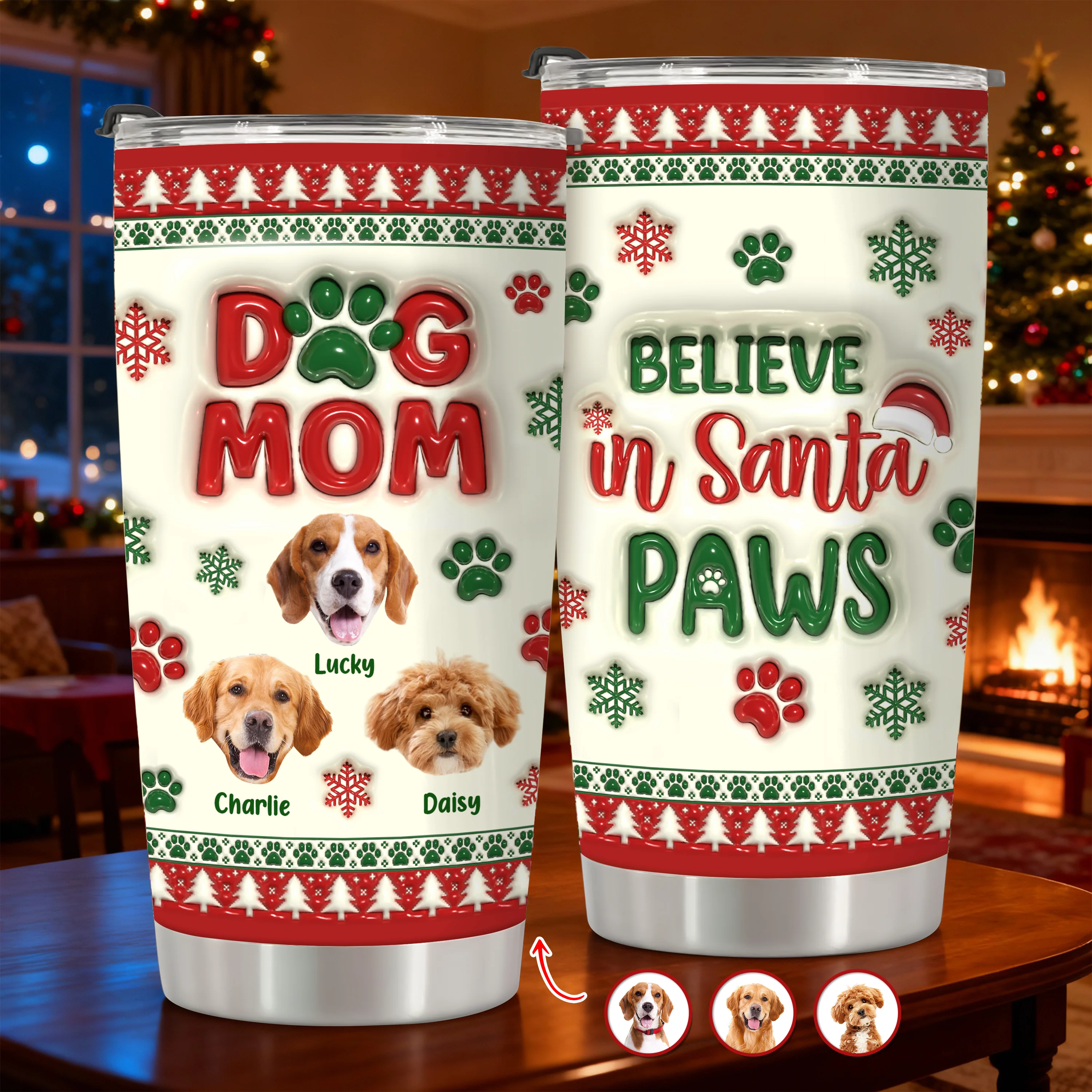 Dog Mom Christmas – Personalized 3D Inflated Effect Tumbler Gifts For Dog Lovers CH07 896890 - Image 13