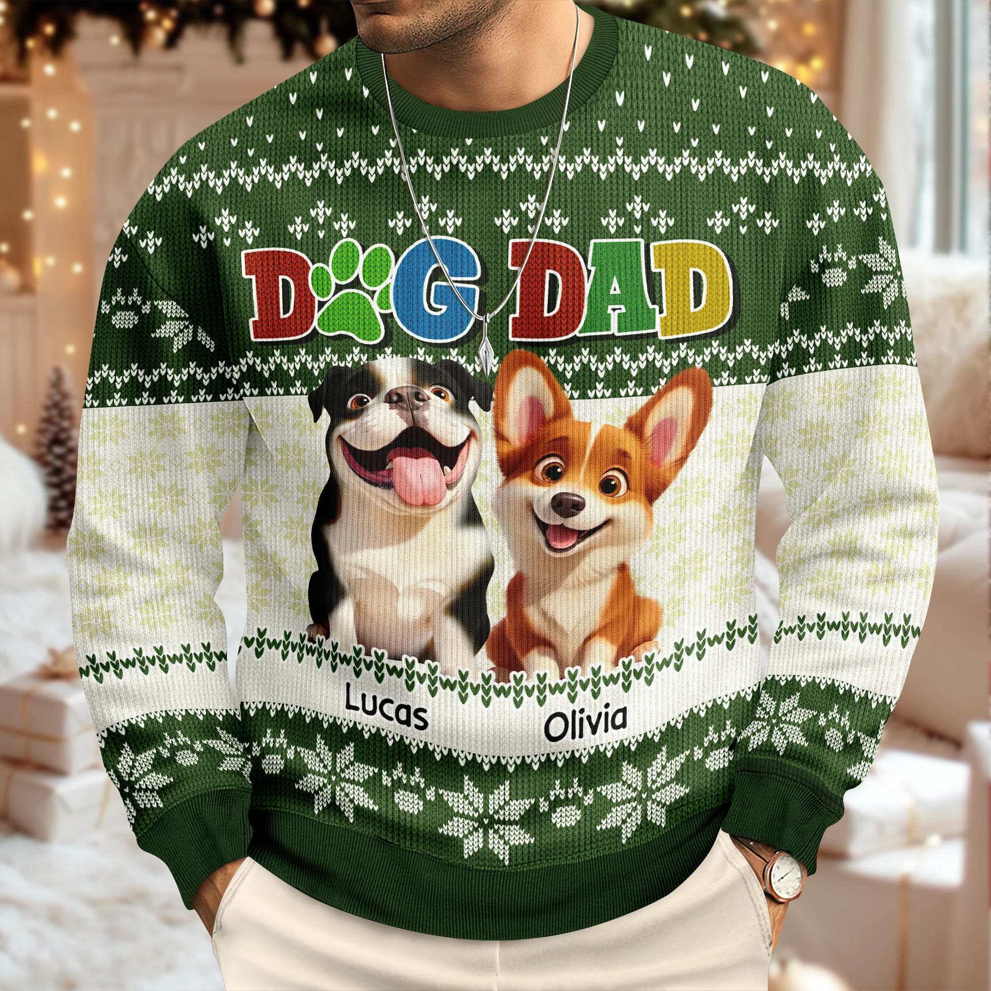 Dog Mom Dog Dad Funny Dog Personalized Ugly Sweater For Dog Lovers LM32 895969 - Image 5