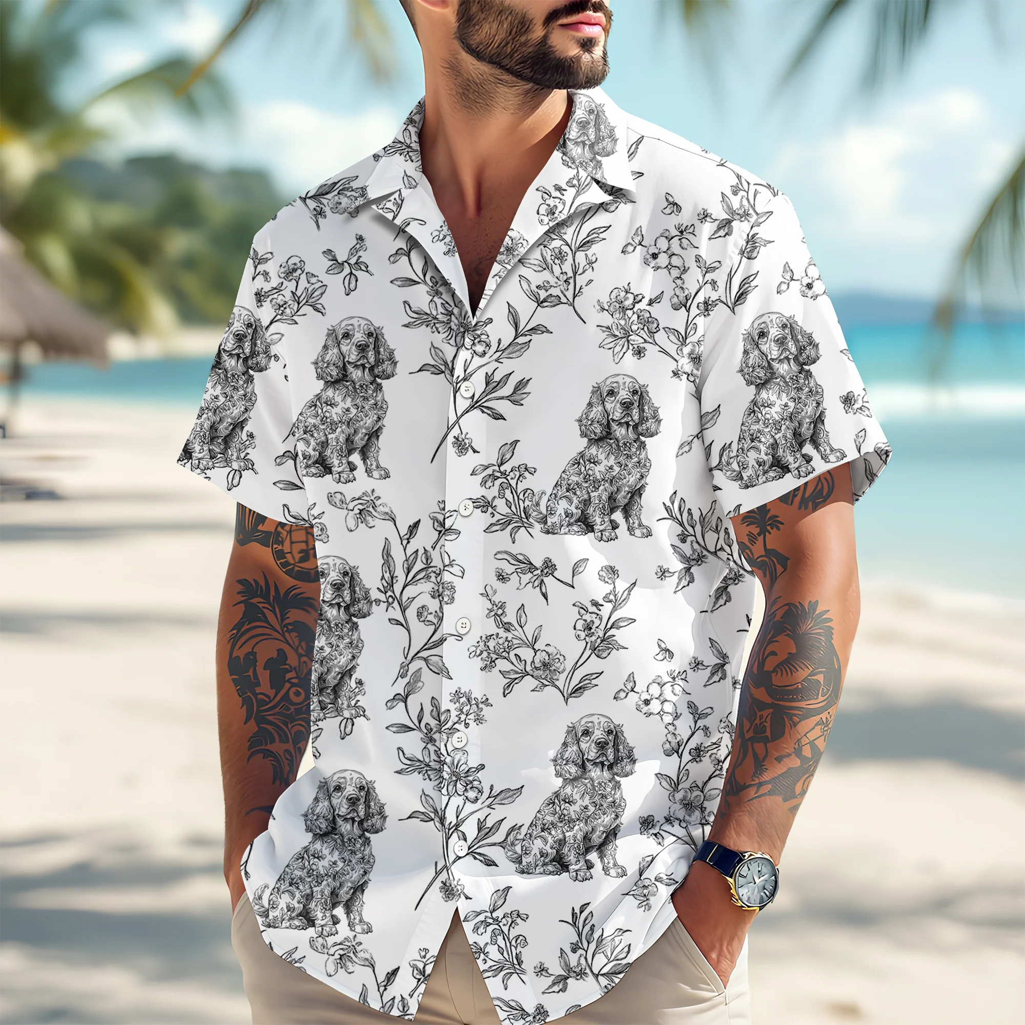 Dog Toile Fabri - Personalized Hawaiian Shirt, Gift For Dog Lover CH07 896076 - Image 8
