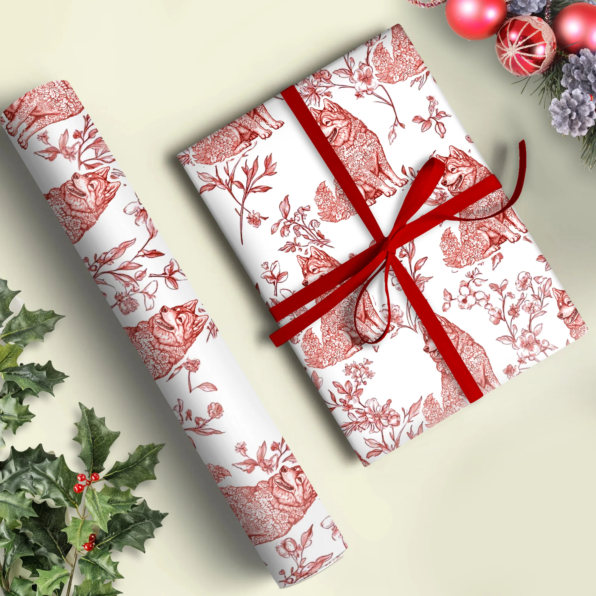 Dog Toile Fabri - Personalized Wrapping Paper Gift For Dog Lover CH07 896304 - Image 3