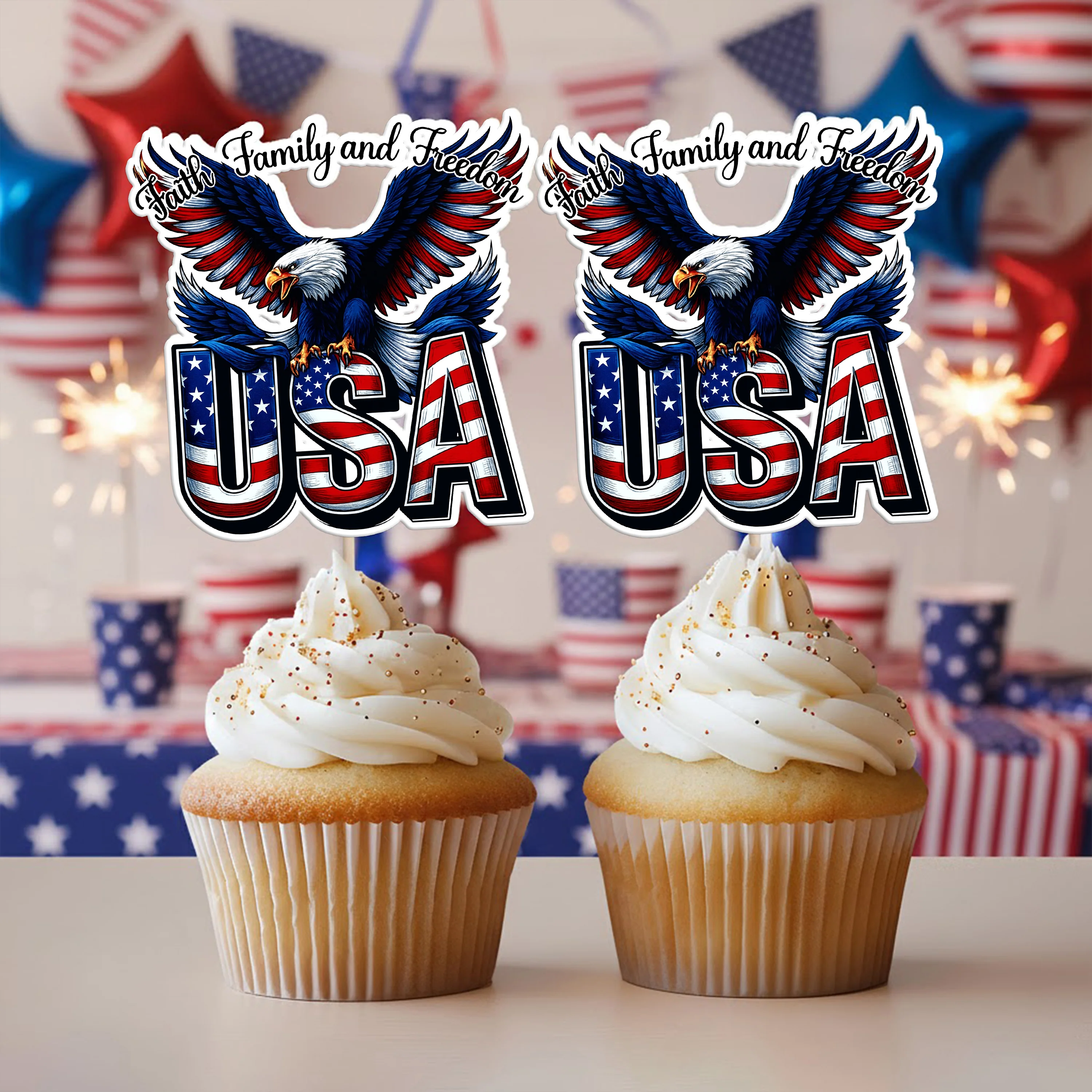 Faith, Family & Freedom 250 Years America Cupcake Topper HA75 898836 - Image 5