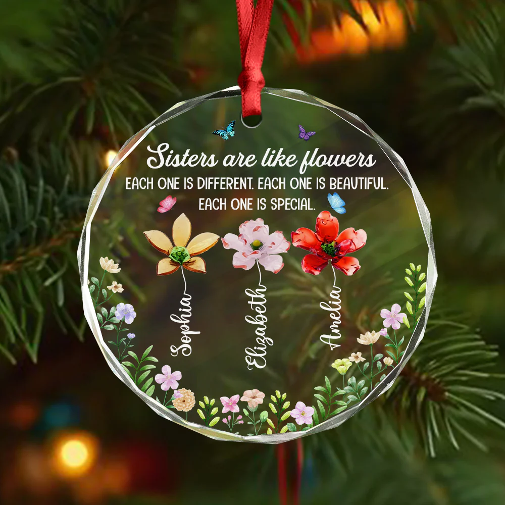 Festive Sister Love - Personalized Glass Ornament TH10 896653 - Image 4