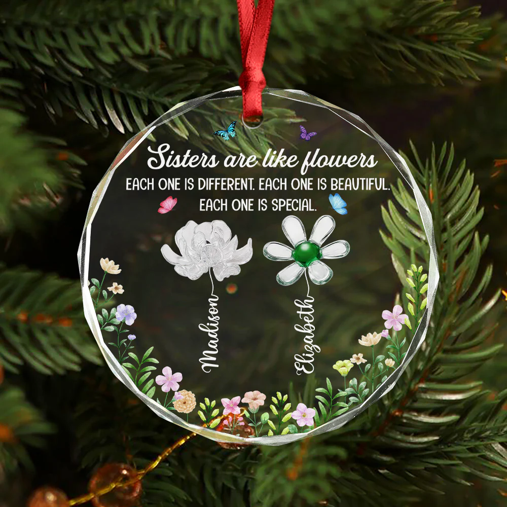 Festive Sister Love - Personalized Glass Ornament TH10 896653 - Image 6