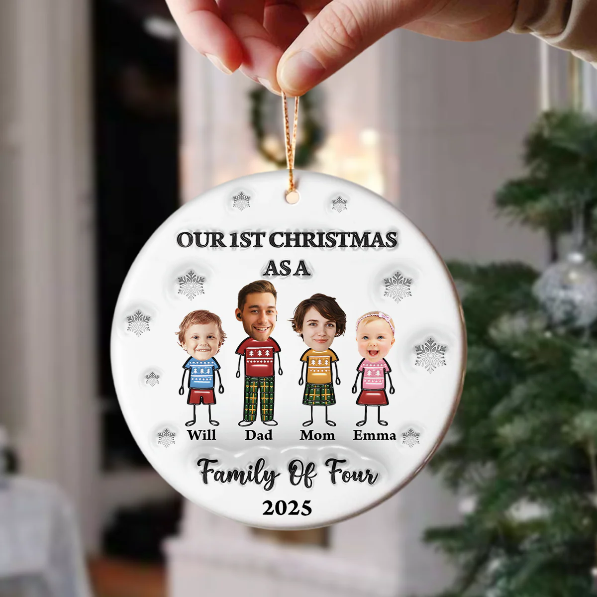 First Christmas As A Family Personalized 3D Inflated Effect Ceramic Ornament CH07 899496 - Image 3