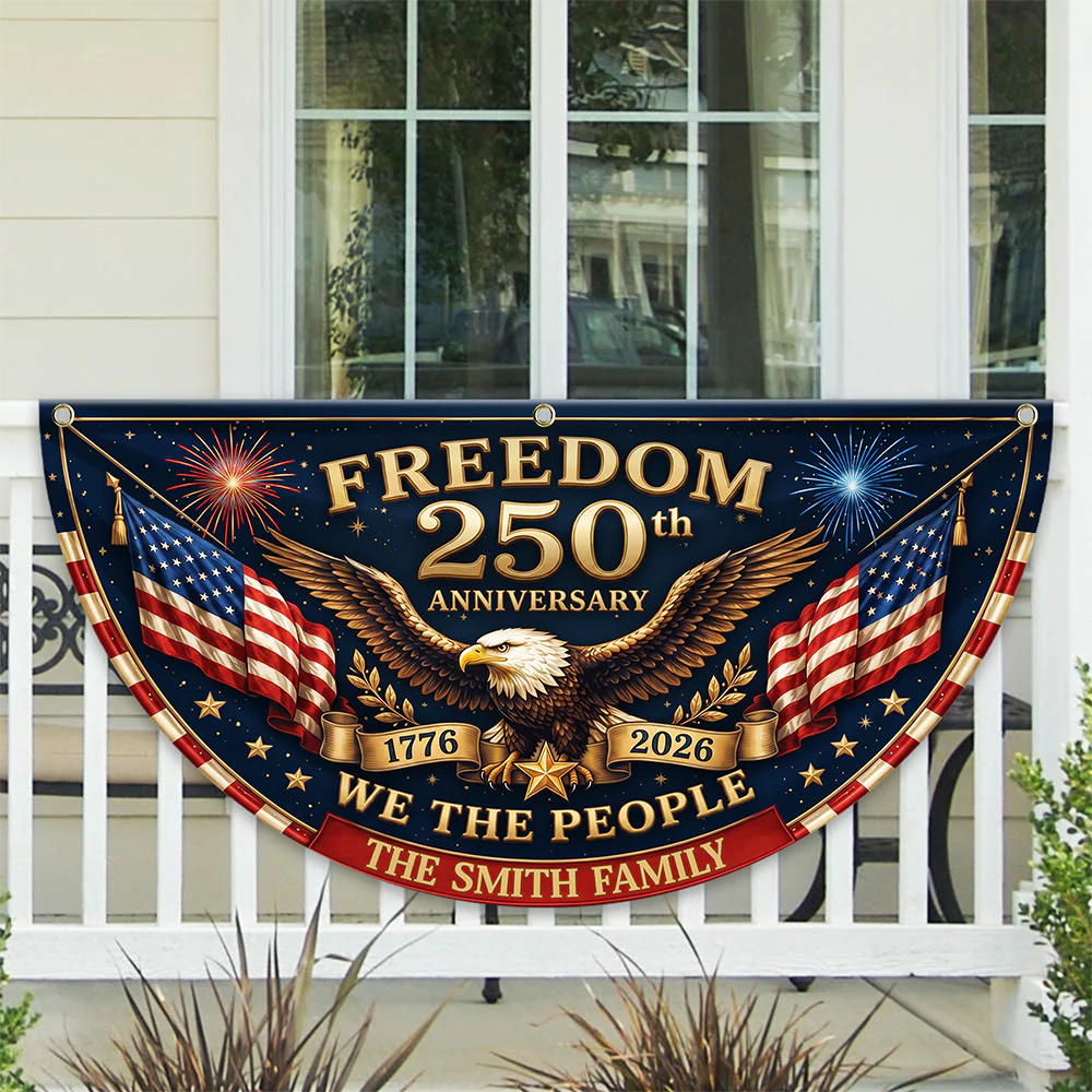 Freedom 250th Anniversary Non-Pleated Fan Flag, USA 1776-2026 Patriotic Decor LM32 669257 - Image 2