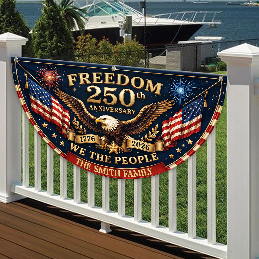 Freedom 250th Anniversary Non-Pleated Fan Flag, USA 1776-2026 Patriotic Decor LM32 669257 - Image 3