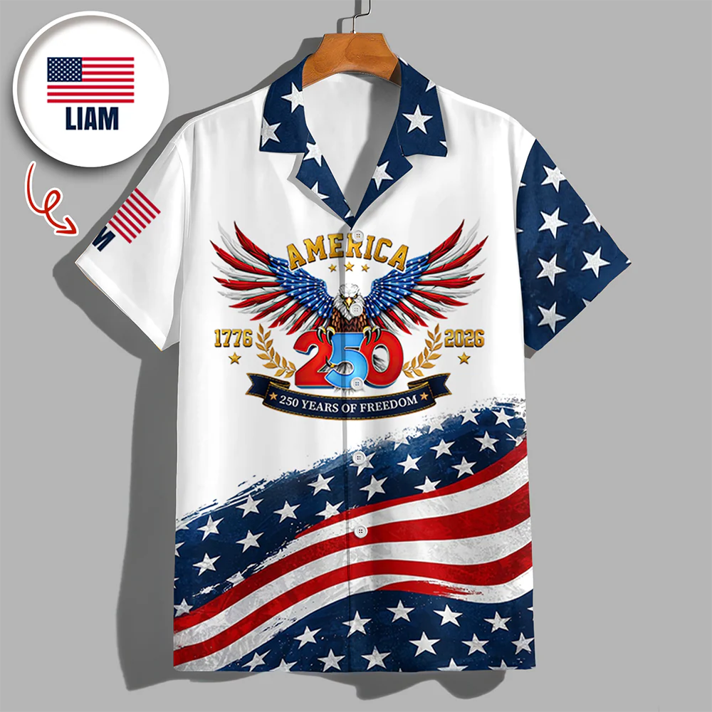 God Bless America Shirt – Personalized Name USA Flag Eagle Cross Hawaiian Shirt CH07 911292 - Image 3