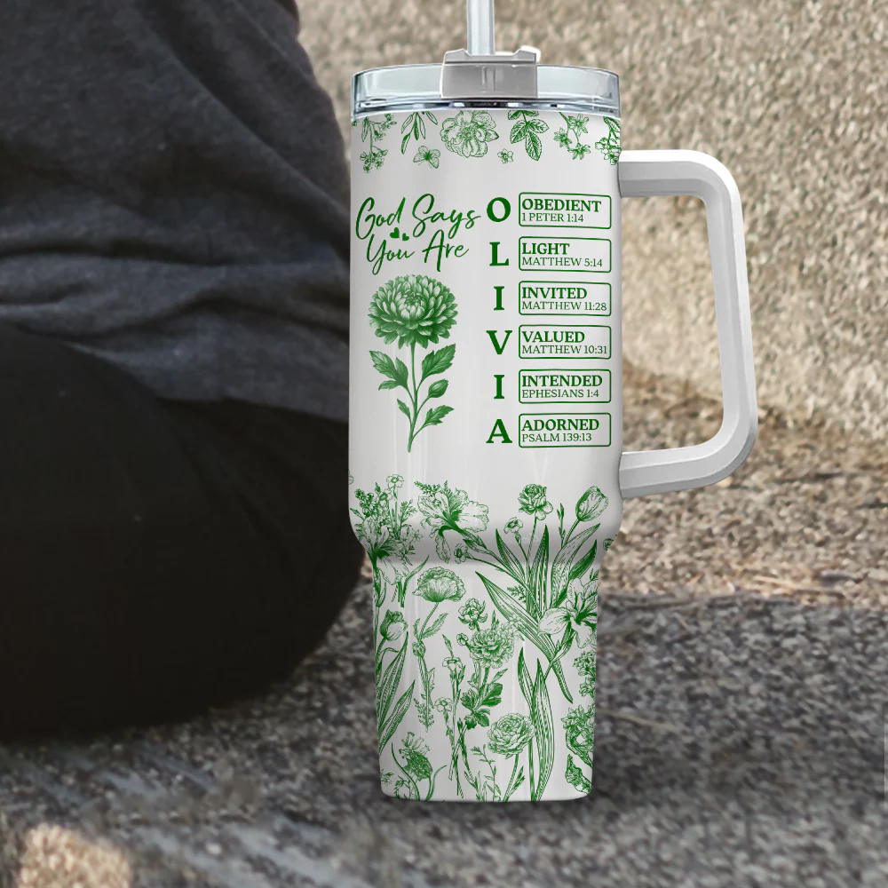 God Says I Am Name Letter In Bible Toile De Jouy Style - Personalized 40oz Tumbler HO82 894666 - Image 3