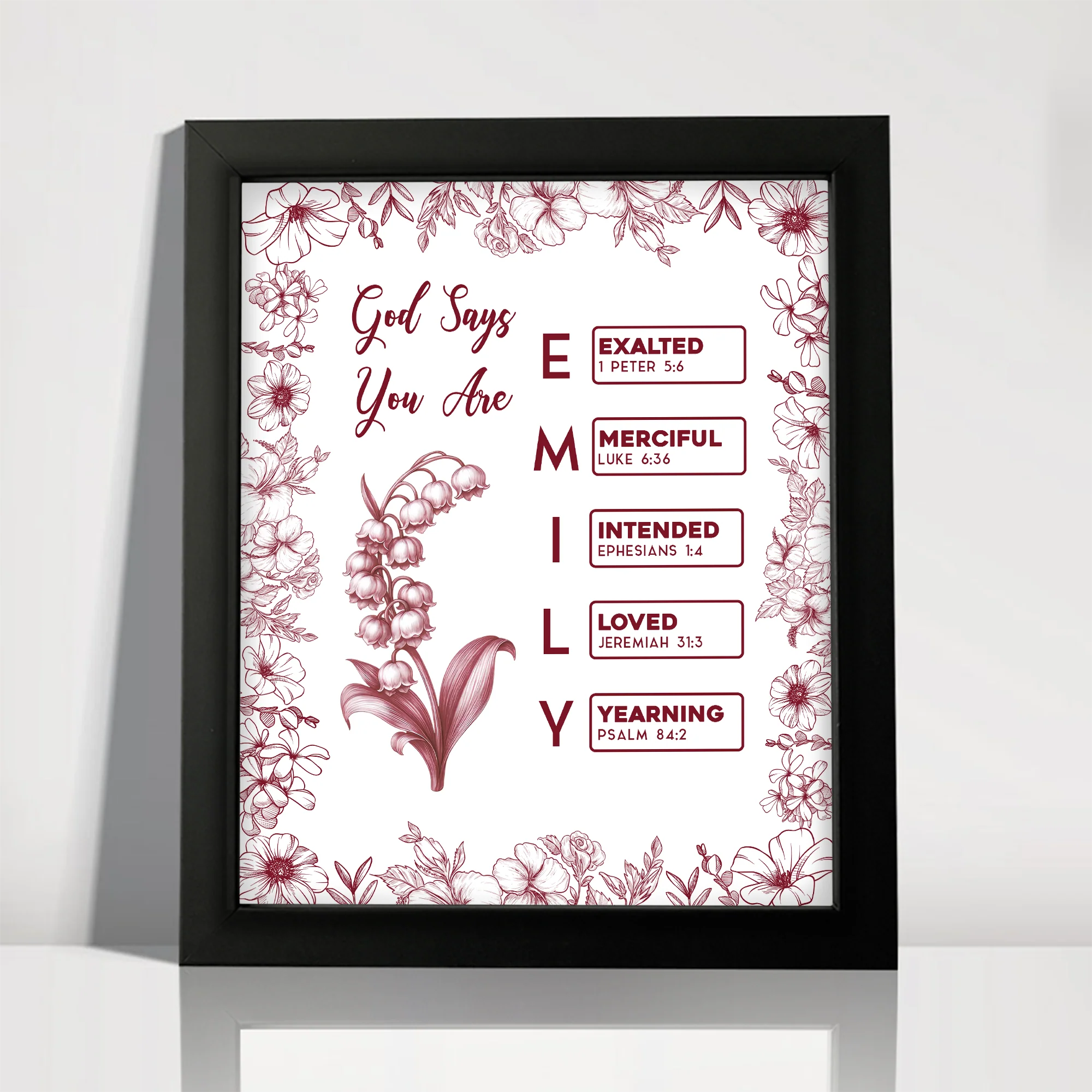 God Says I Am Name Letter In Bible Toile De Jouy Style - Personalized Picture Frame CH07 896820 - Image 2