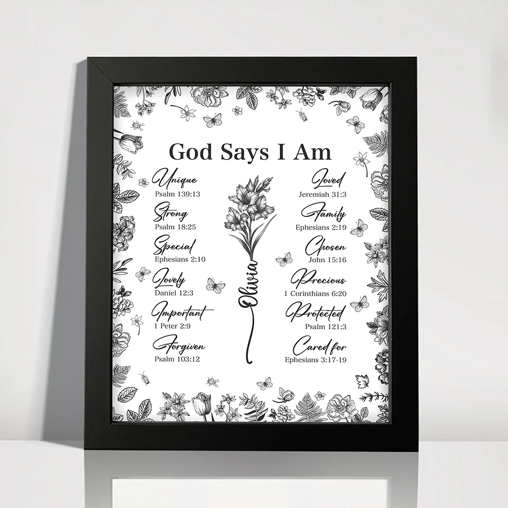 God Says You Are Christian Gift Toile De Jouy Birth Flower - Personalized Picture Frame TH10 894795 - Image 6