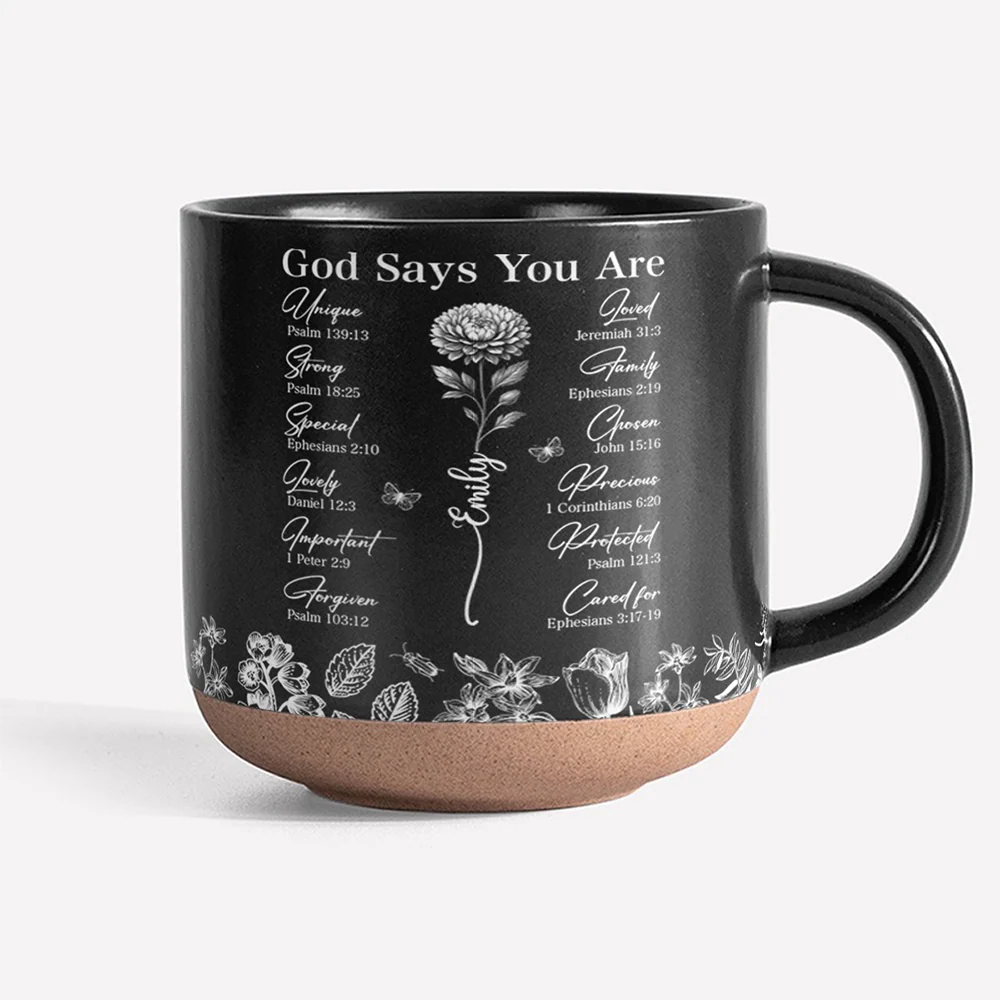 God Says You Are Christian Gift Toile De Jouy Birth Flower Pottery Mug HO82 894638 - Image 4