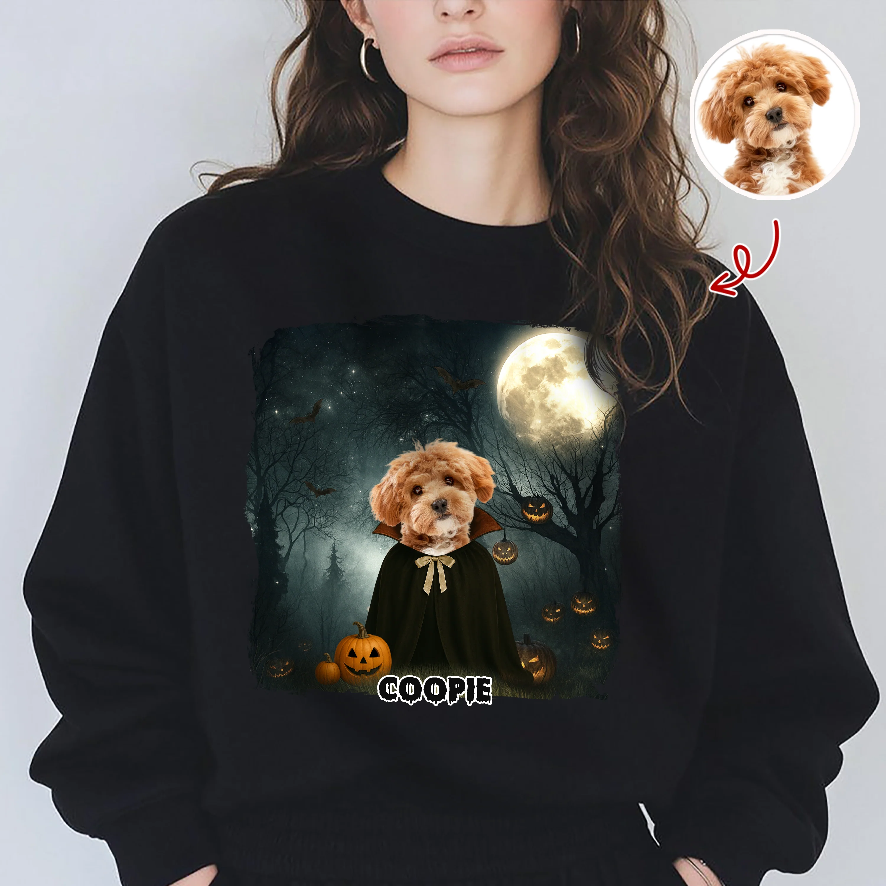 Halloween Cute Peeking Dog On Moon Light Personalized Dark Shirt CH07 899440 - Image 6