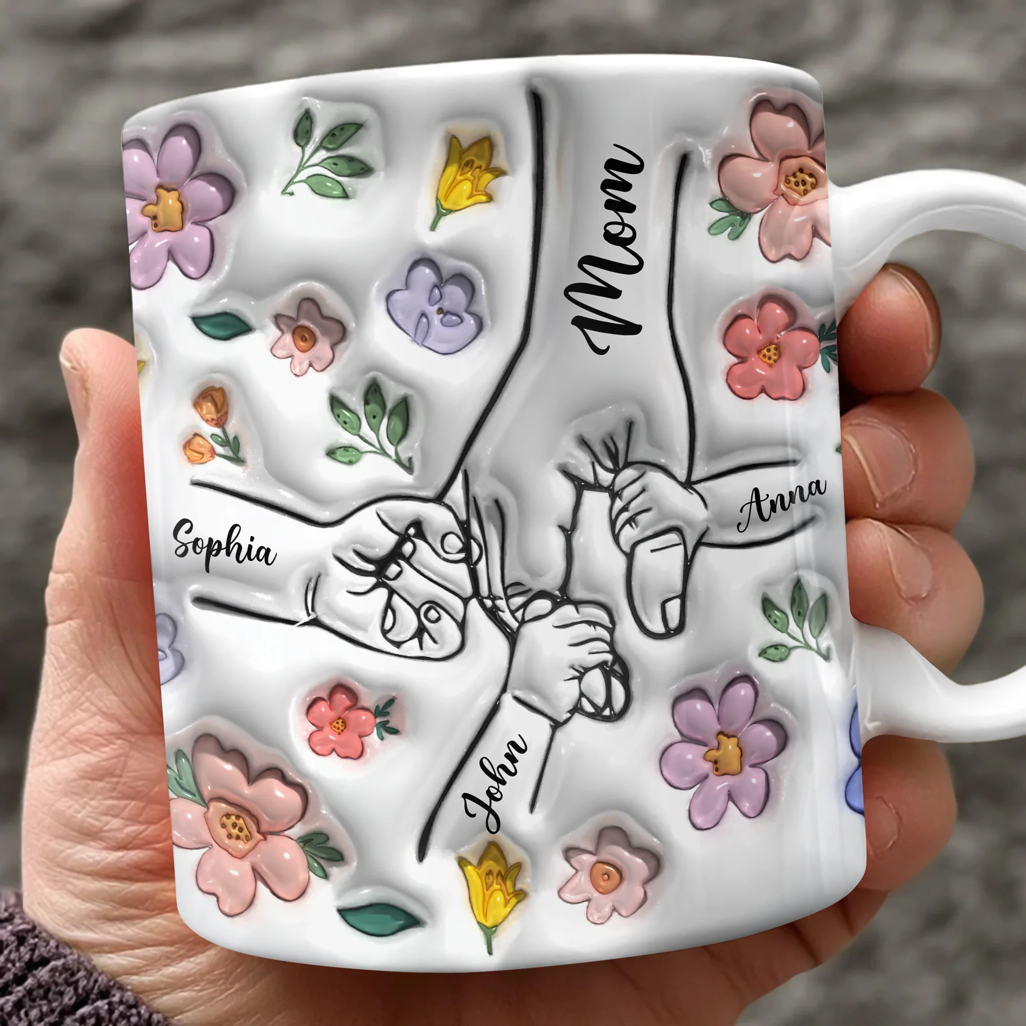 Hold My Hand, Hold My Heart Personalized Family 3D Inflated Effect Printed Mug HA75 897128 - Image 3