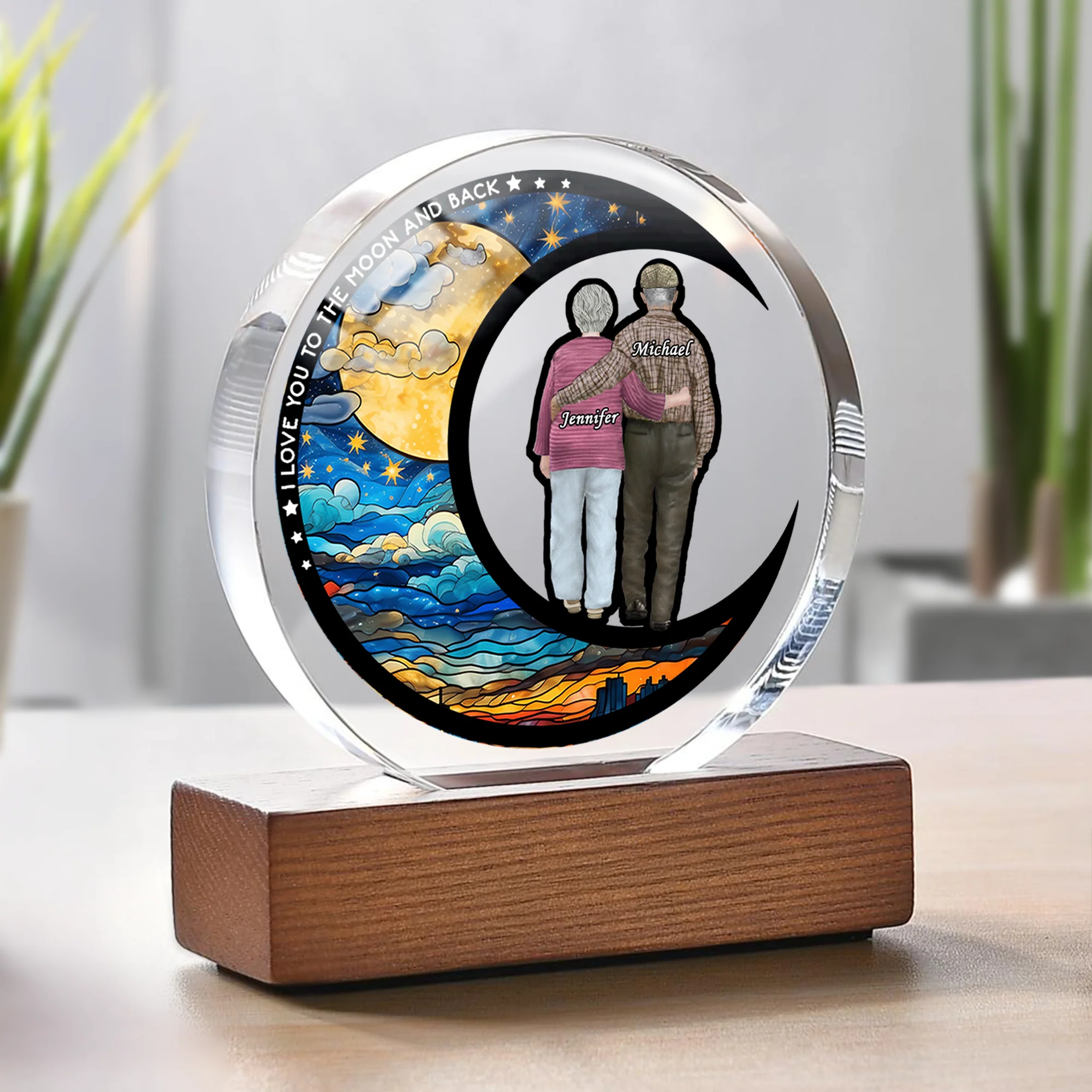 I Want To Grow Old With You Couple Personalized Round Acrylic Frame Block TH10 894059 - Image 6