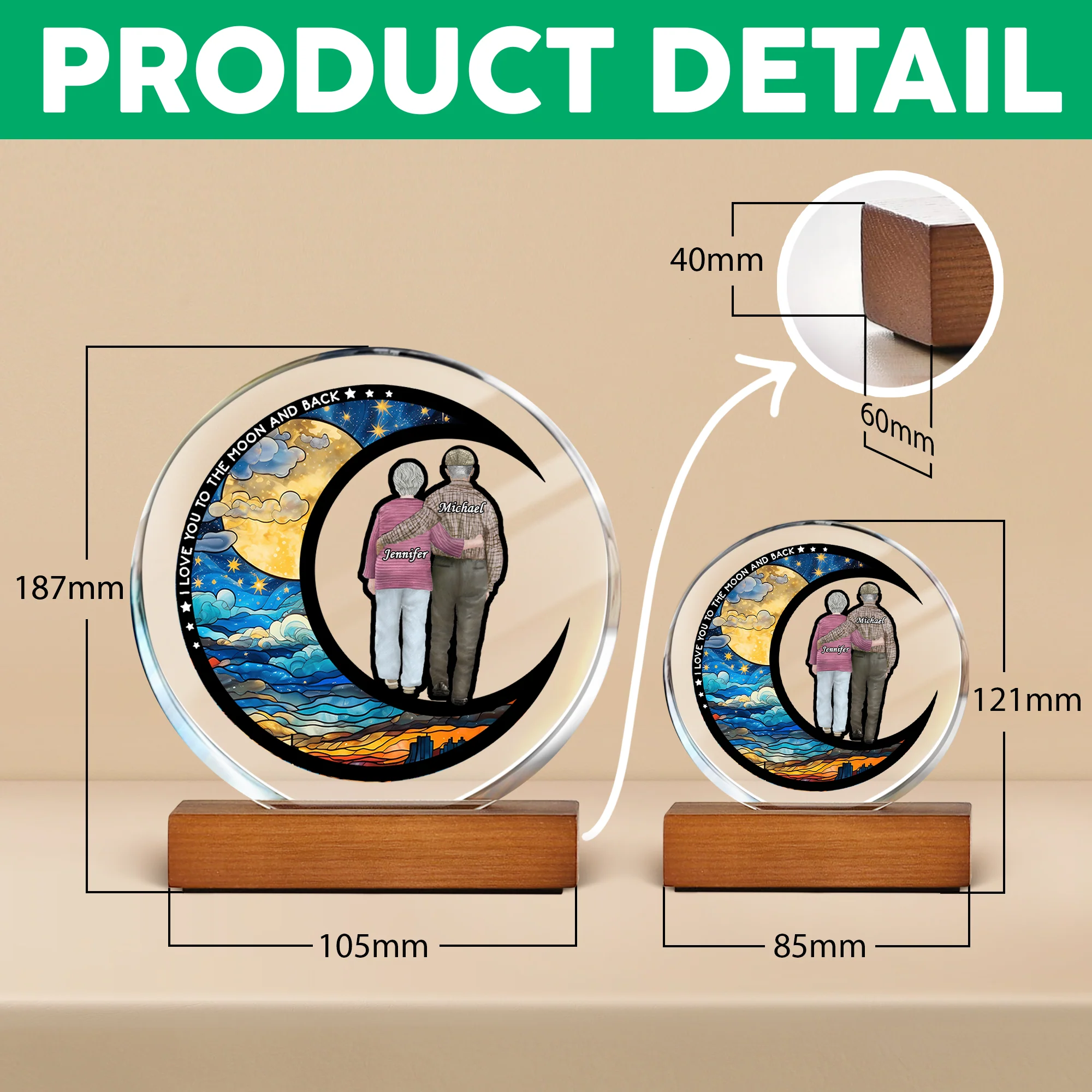 I Want To Grow Old With You Couple Personalized Round Acrylic Frame Block TH10 894059 - Image 7