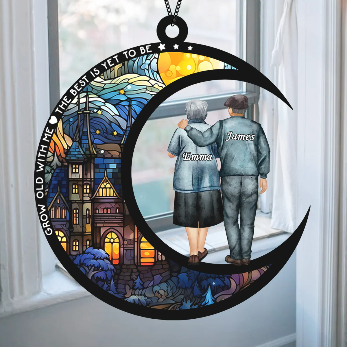 I Want To Grow Old With You – Personalized Suncatcher CH07 896490 - Image 2