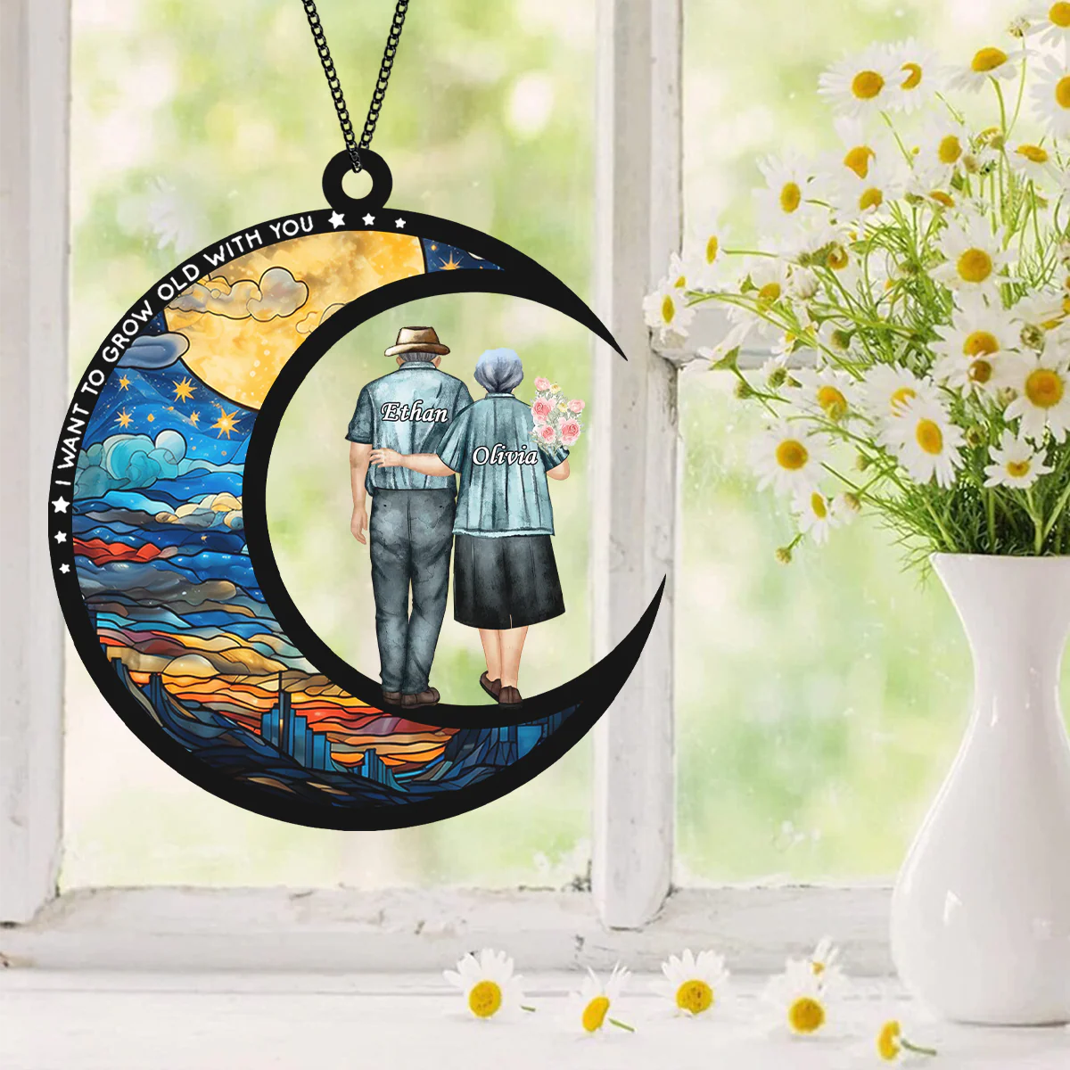 I Want To Grow Old With You – Personalized Suncatcher CH07 896490 - Image 3