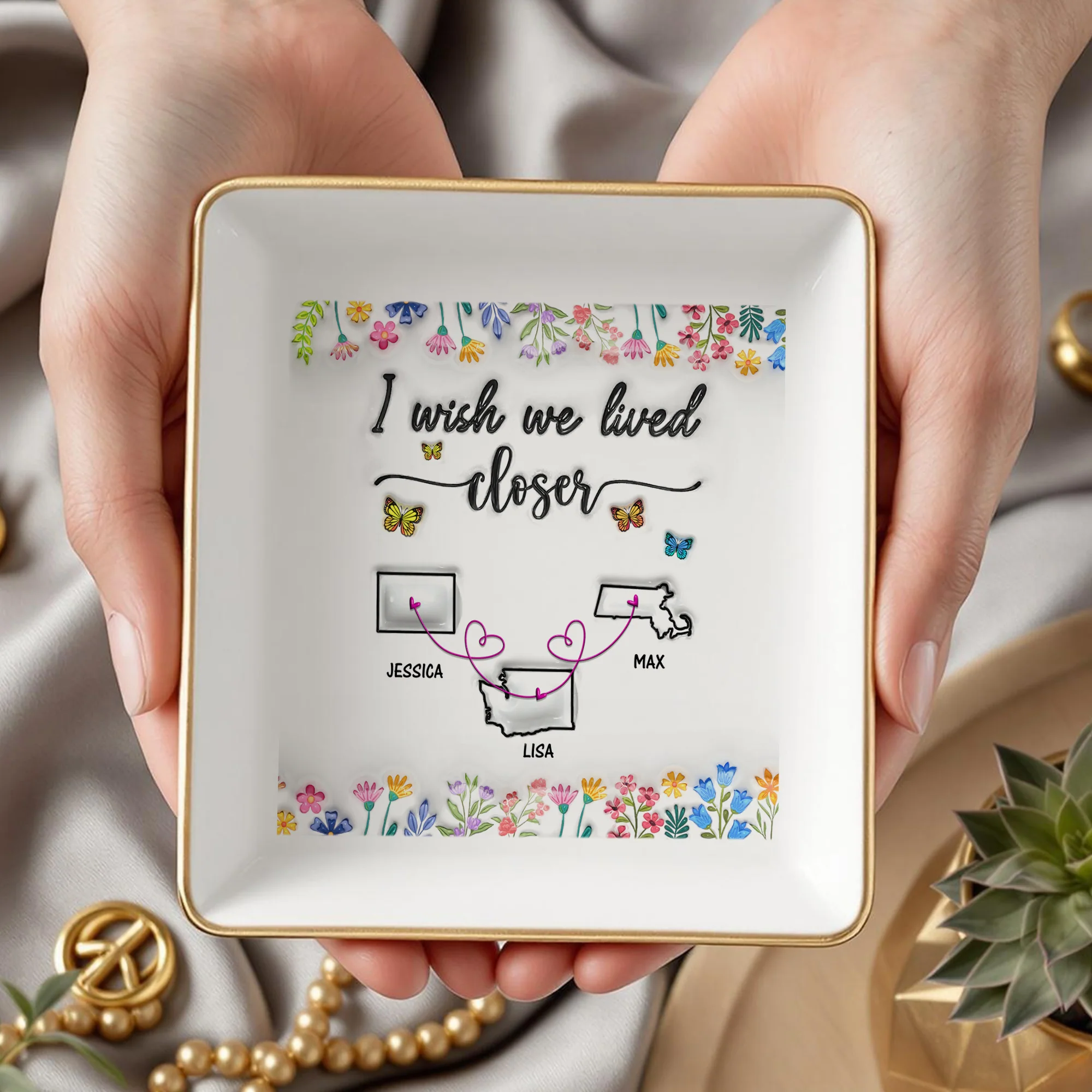 I Wish You Lived Next Door Personalized 3D Inflated Effect Jewelry Dish For Bestie, Sister CH07 896990 - Image 5