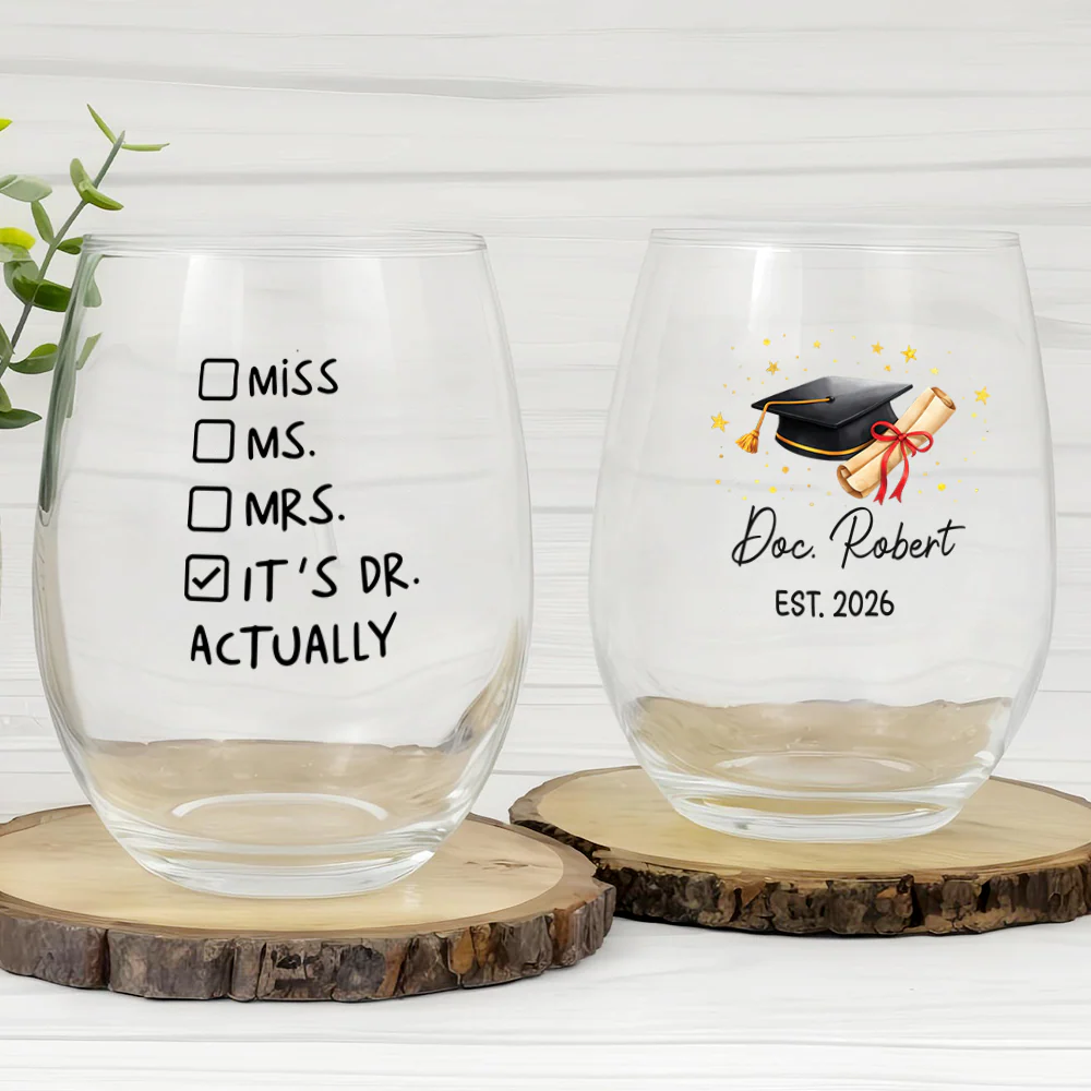 It's Doctor Graduation Personalized Wine Glass HA75 920832 - Image 2