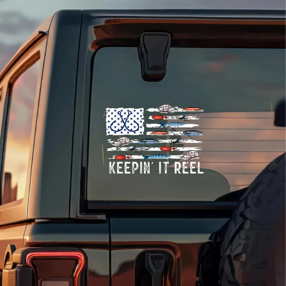Keepin' It Reel Fishing Lure Flag Car Decal Sticker LM32 669335 - Image 2