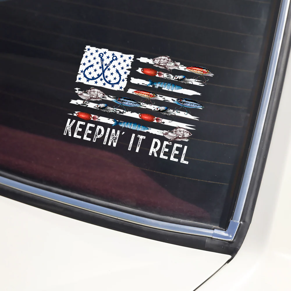 Keepin' It Reel Fishing Lure Flag Car Decal Sticker LM32 669335 - Image 3