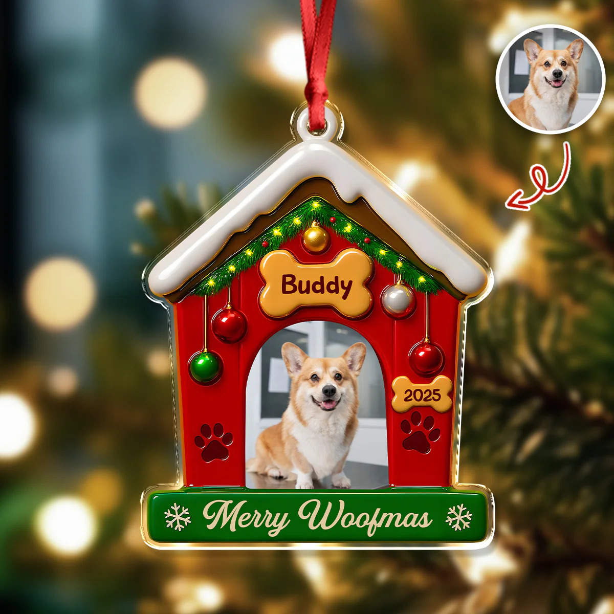 My First Christmas With Dog Photo Acrylic Ornament Gift For Dog Lovers CH07 896840 - Image 2