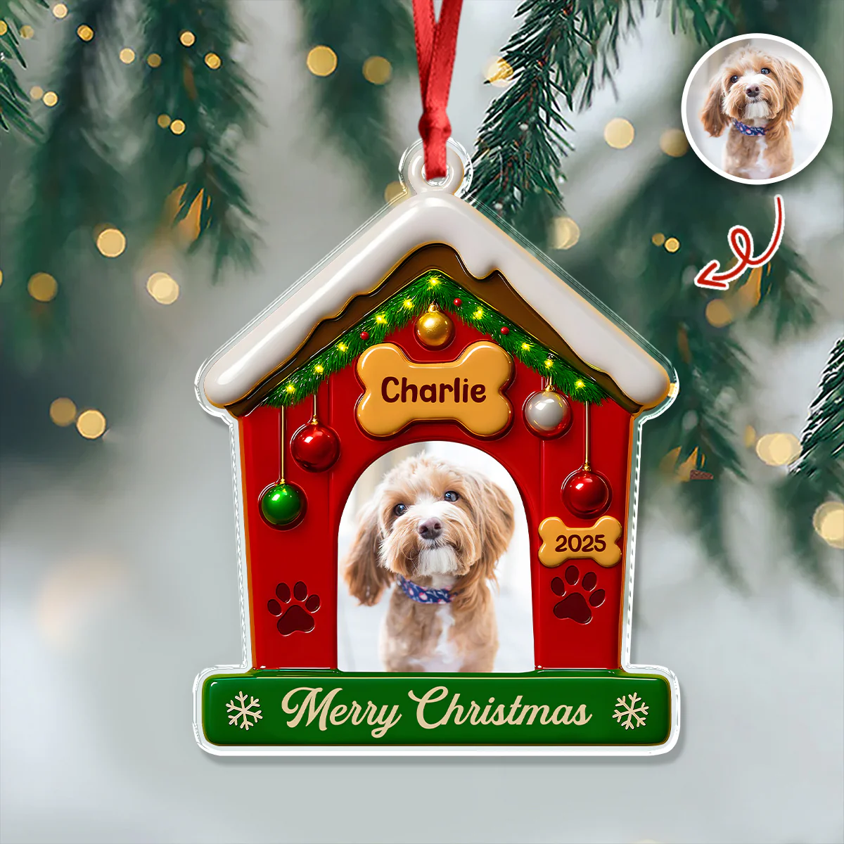 My First Christmas With Dog Photo Acrylic Ornament Gift For Dog Lovers CH07 896840 - Image 3