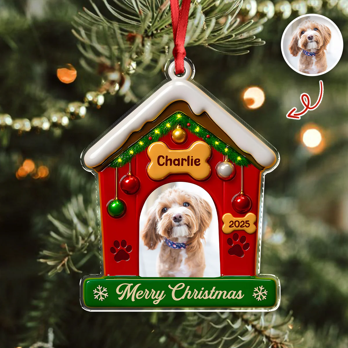 My First Christmas With Dog Photo Acrylic Ornament Gift For Dog Lovers CH07 896840 - Image 4