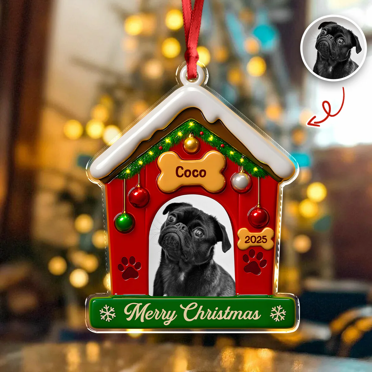 My First Christmas With Dog Photo Acrylic Ornament Gift For Dog Lovers CH07 896840 - Image 5