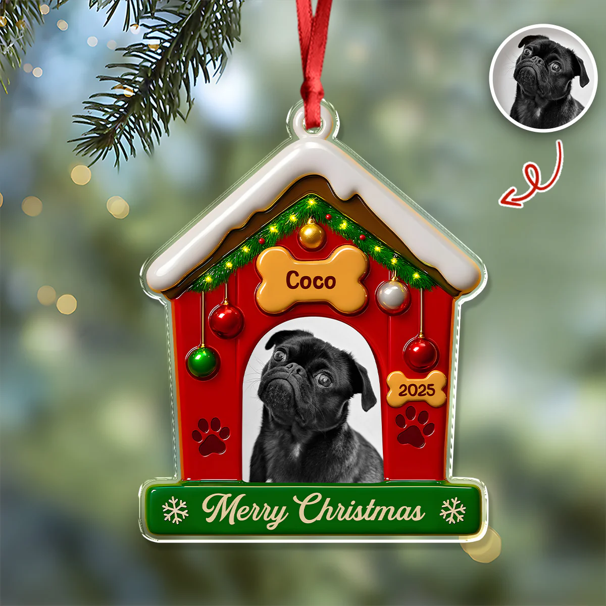 My First Christmas With Dog Photo Acrylic Ornament Gift For Dog Lovers CH07 896840 - Image 6
