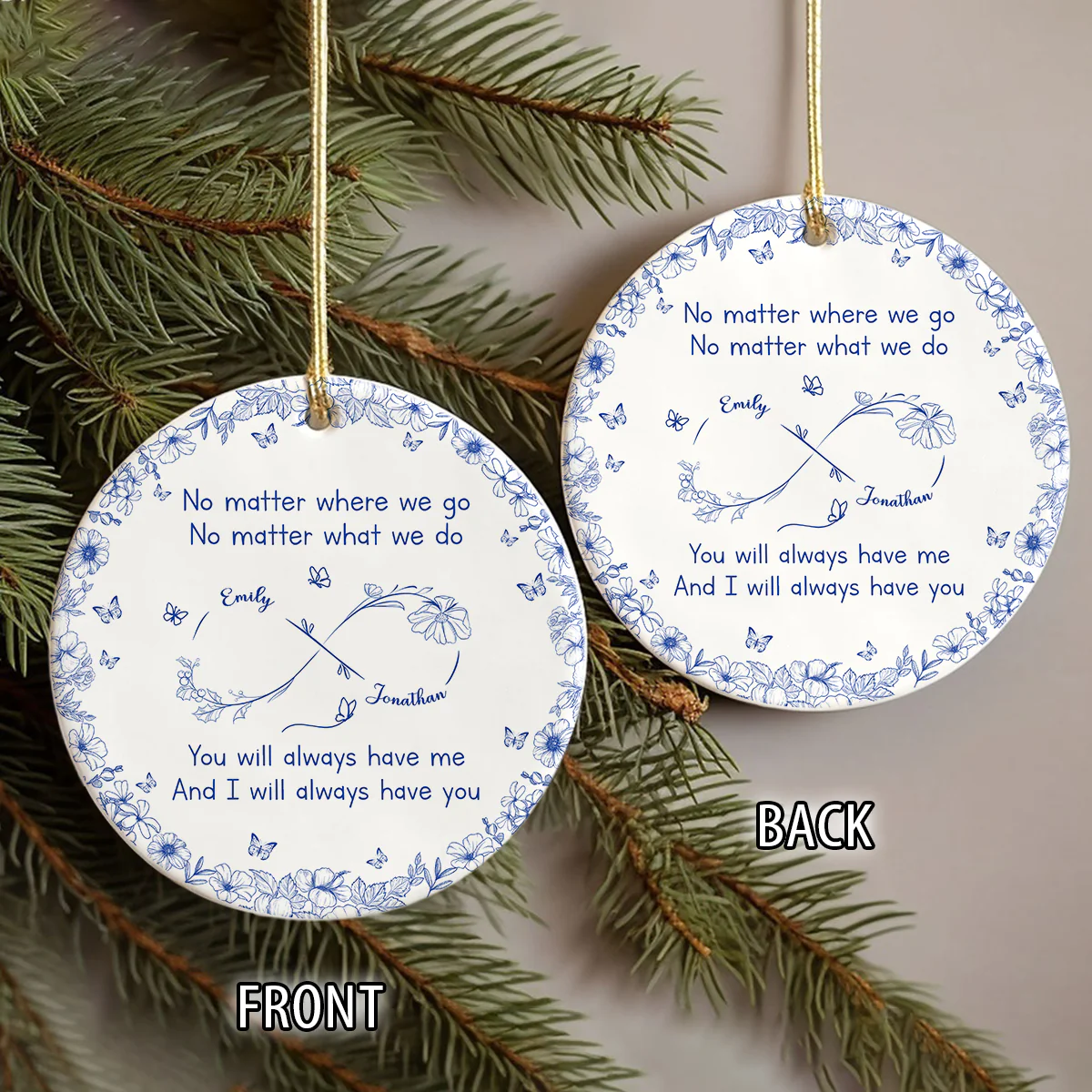 No Matter Where We Go Toile De Jouy Style Personalized Ceramic Ornament HA75 898116 - Image 4