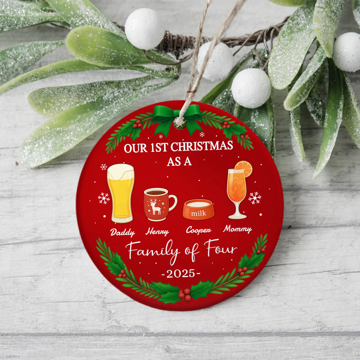 Our First Christmas As A Family Personalized Christmas Ceramic Ornament HA75 897800 - Image 6