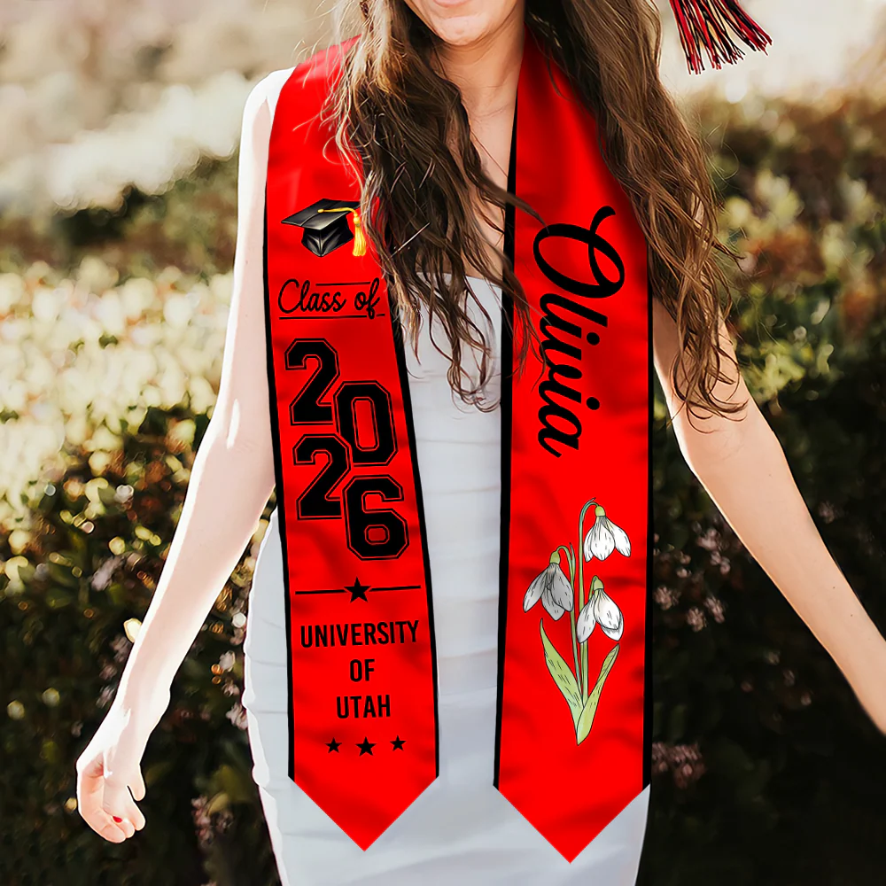 Personalised Birth Flower Graduation Class Of 2026 Stoles Gift for Graduates LM32 899327 - Image 5
