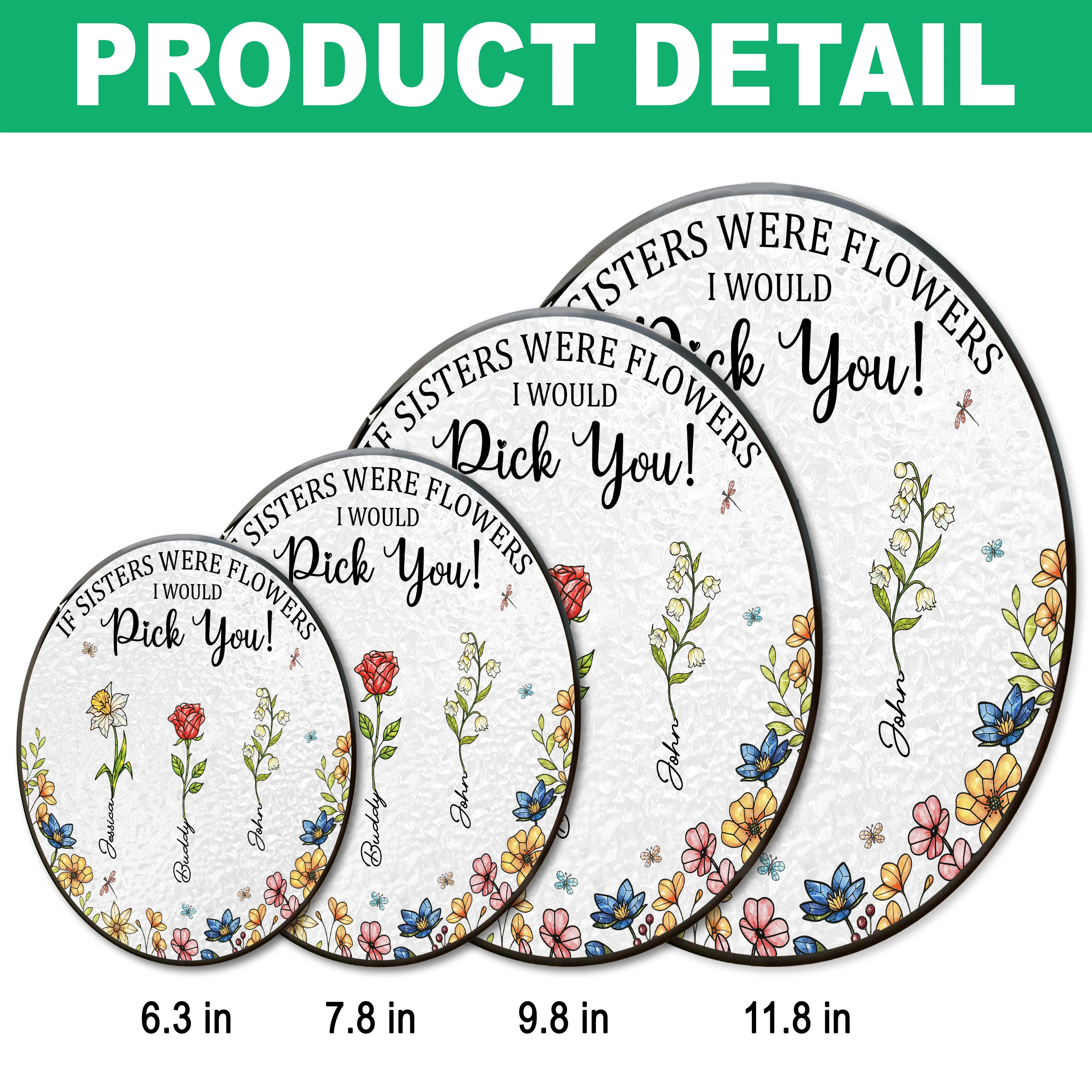 Personalised Birth Flower Sisters Besties From The Same Garden Stained Glass Suncatcher LM32 893943 - Image 7