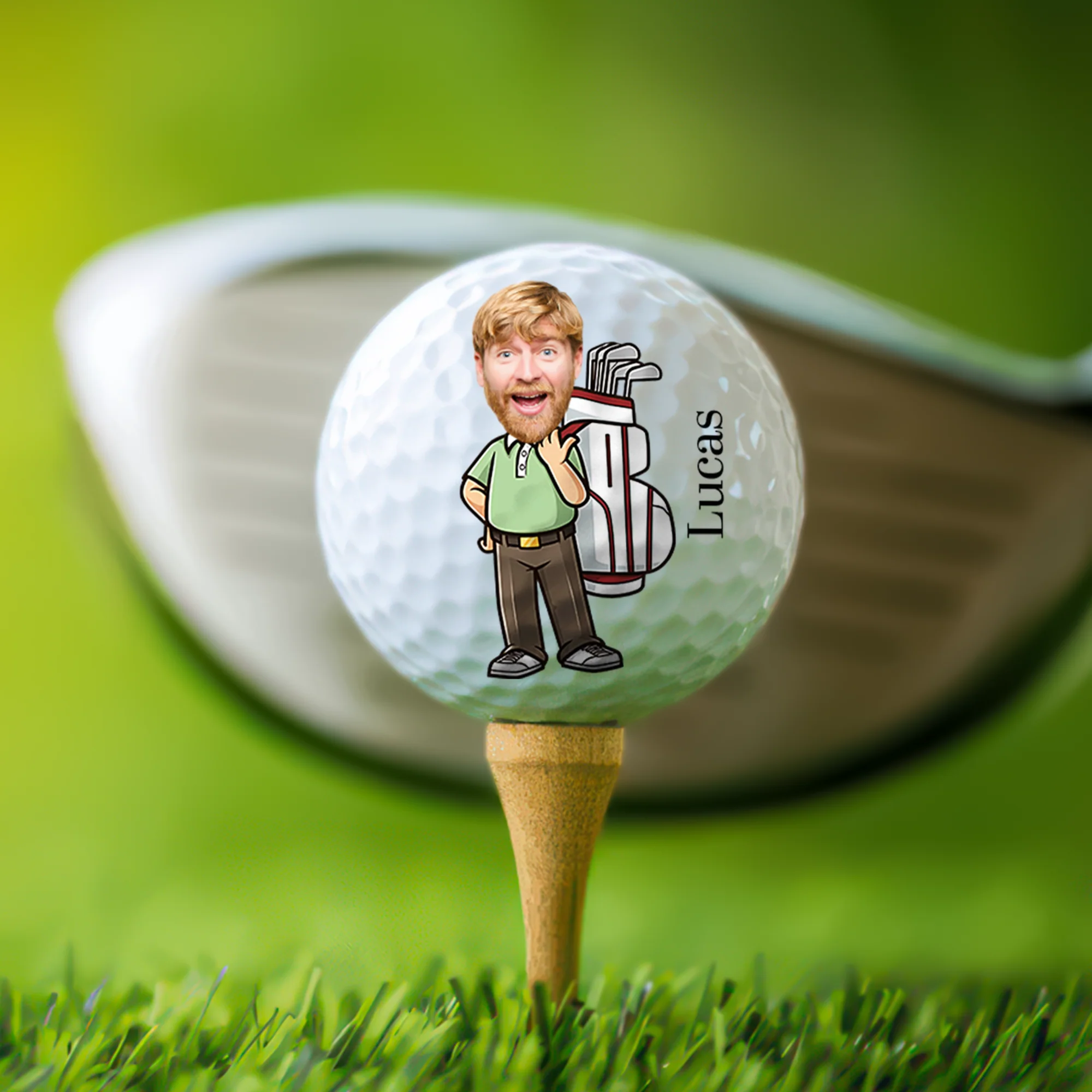 Personalised Cartoon Character Man Woman Double Sided Golf Ball with Name Gift for Golfer HO82 900912 - Image 2