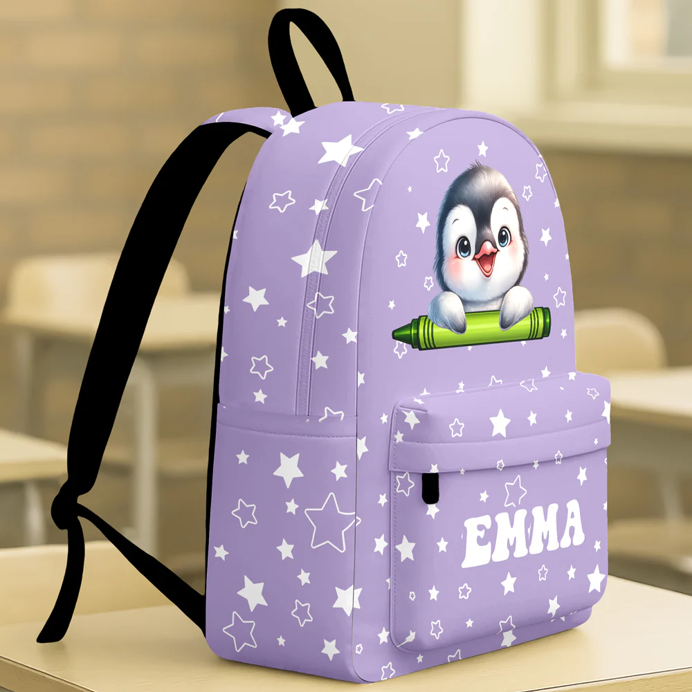 Personalised Cartoon Penguin Raccoon Animals Name Backpack - Birthday Back to School Gift for Boys Girls HO82 902978 - Image 4