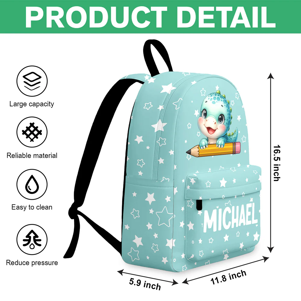 Personalised Cartoon Penguin Raccoon Animals Name Backpack - Birthday Back to School Gift for Boys Girls HO82 902978 - Image 8