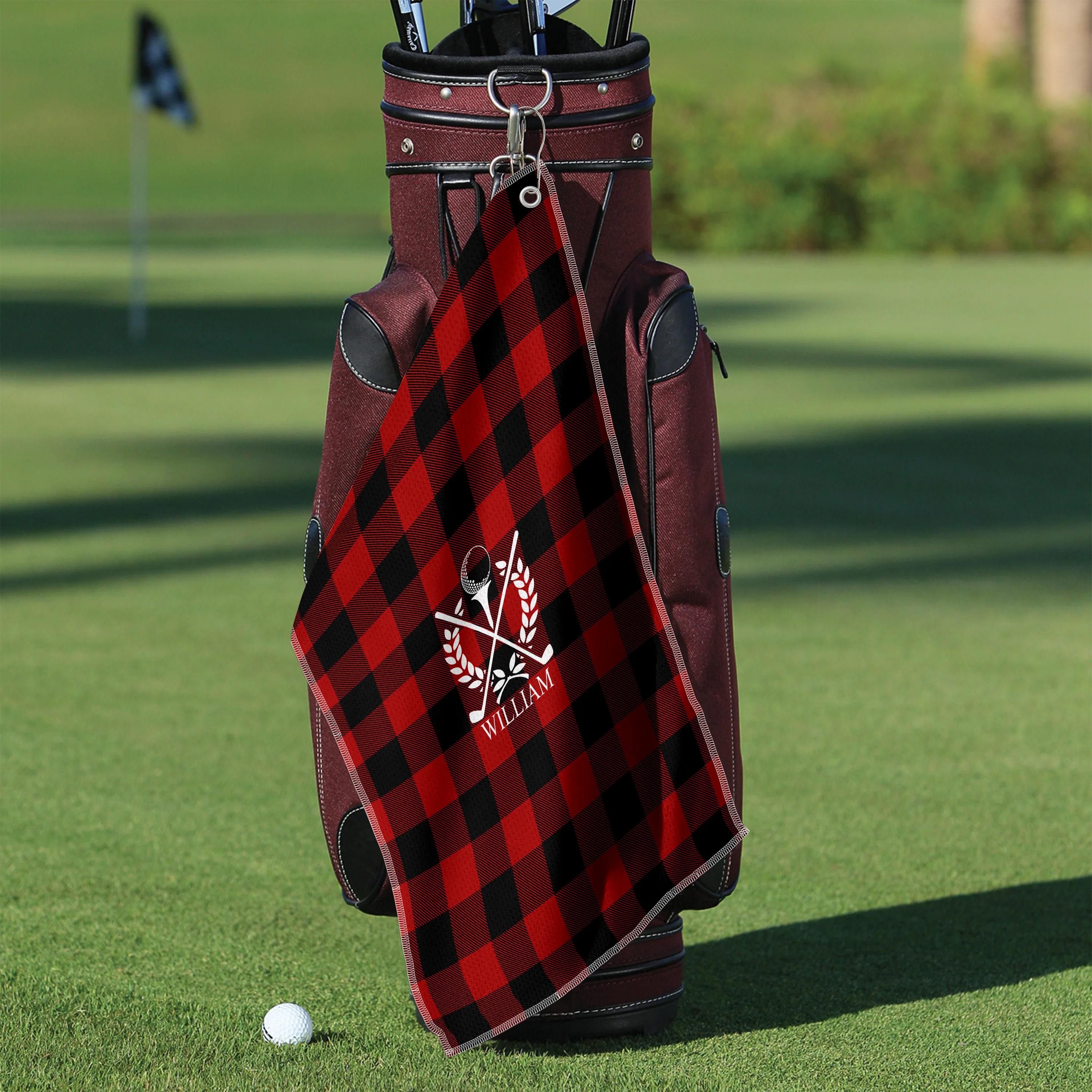 Personalised Golf Club Wreath Plaid Golf Towel HO82 902172 - Image 5