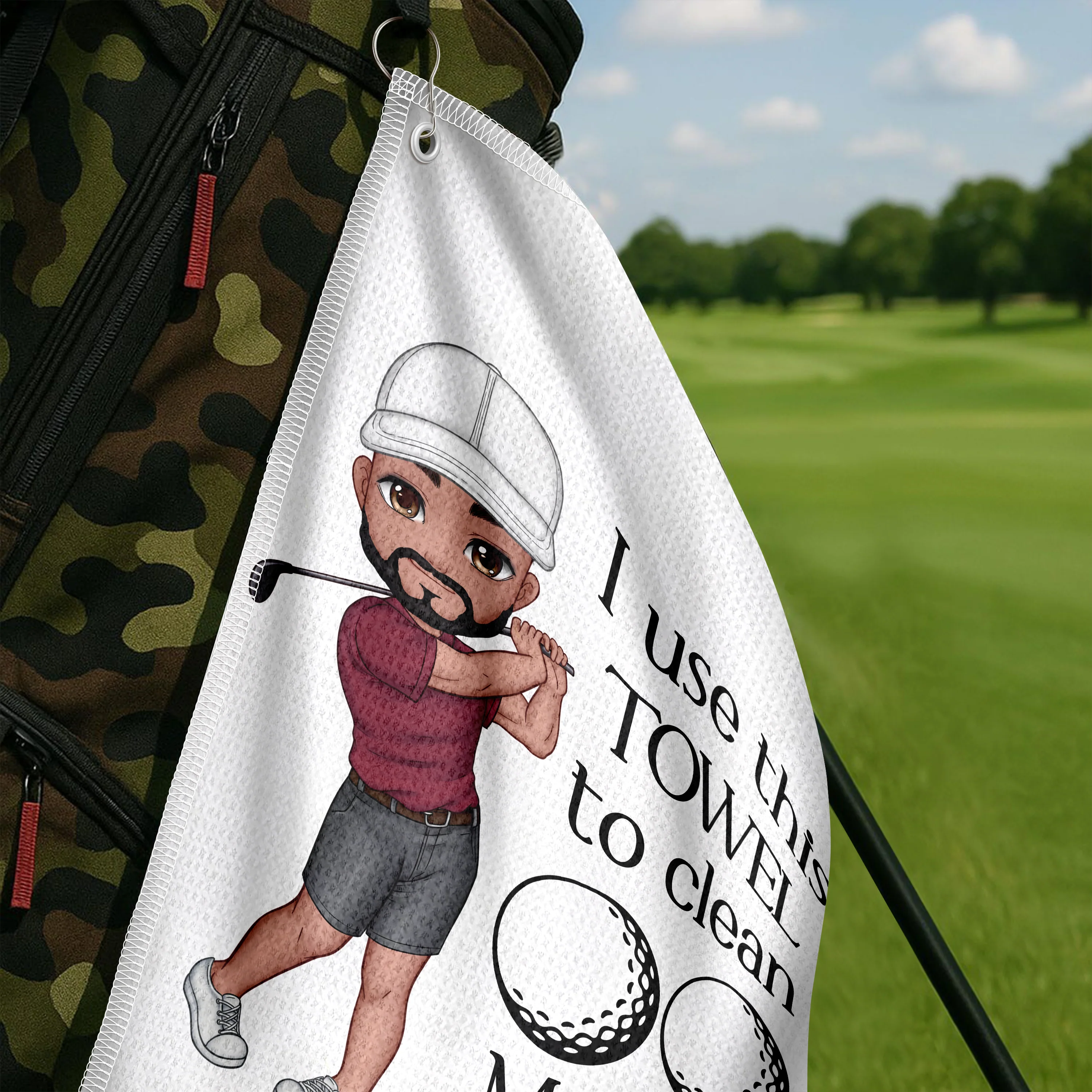 Personalised I Use This Towel to Clean My Balls Waffle Golf Towel with Cartoon Sport Man Gift for Golf Lover Man HO82 900836 - Image 6