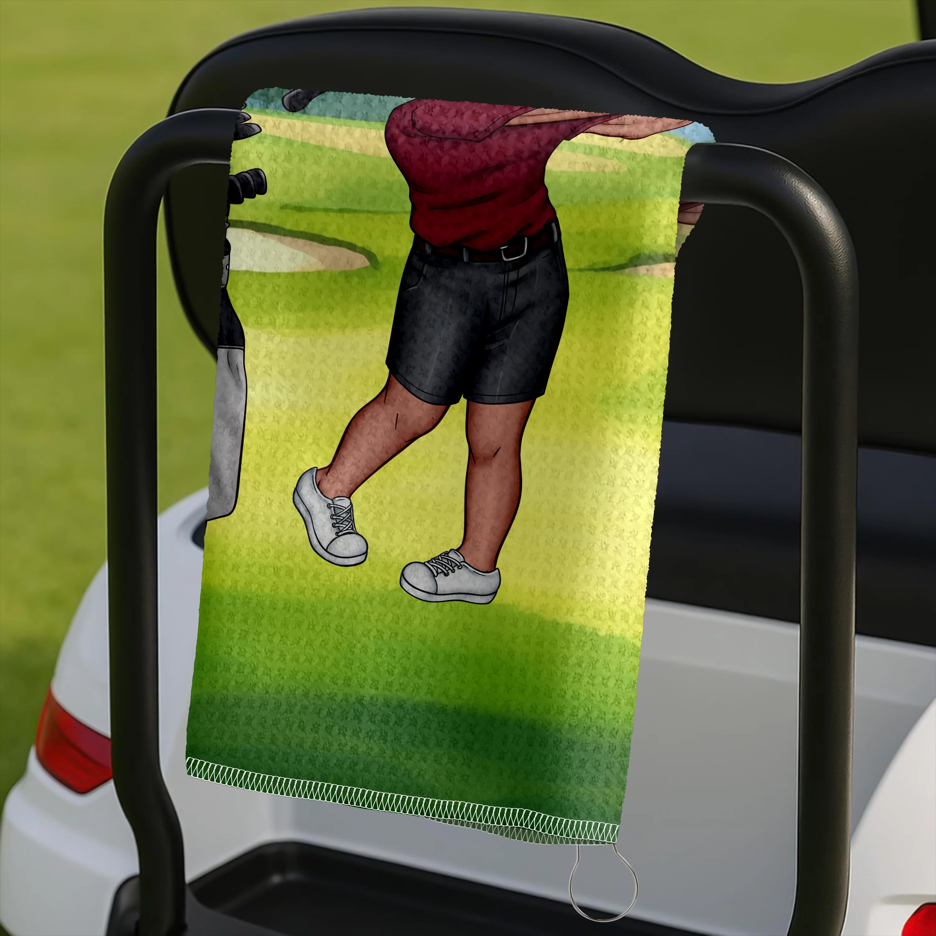 Personalised Soft Quick Dry Cartoon Character Golf Waffle Towel with Carabiner Golf Accessories Birthday Gift for Golf Player HO82 900916 - Image 3