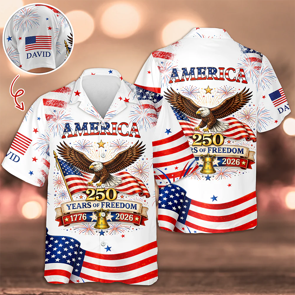 Personalized 250 Years Of Freedom 1776-2026 America Hawaiian Shirt HA75 921094 - Image 6