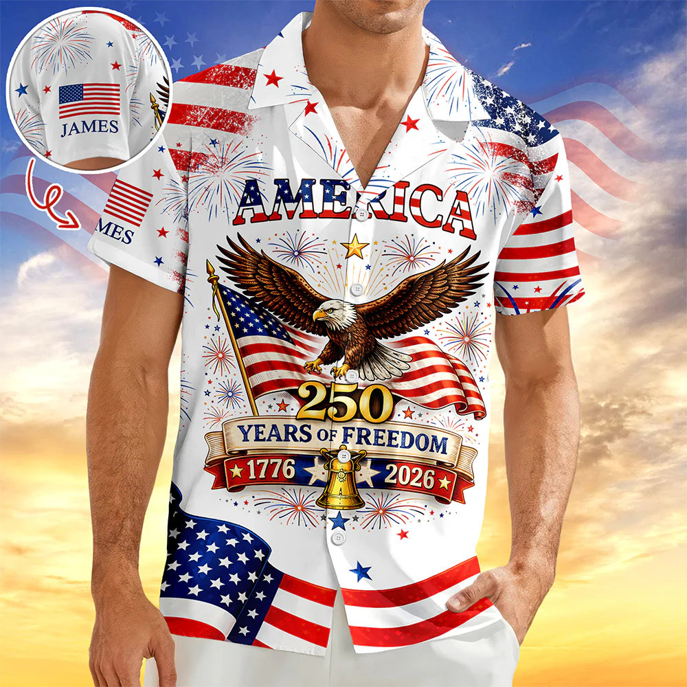 Personalized 250 Years Of Freedom 1776-2026 America Hawaiian Shirt HA75 921094 - Image 7